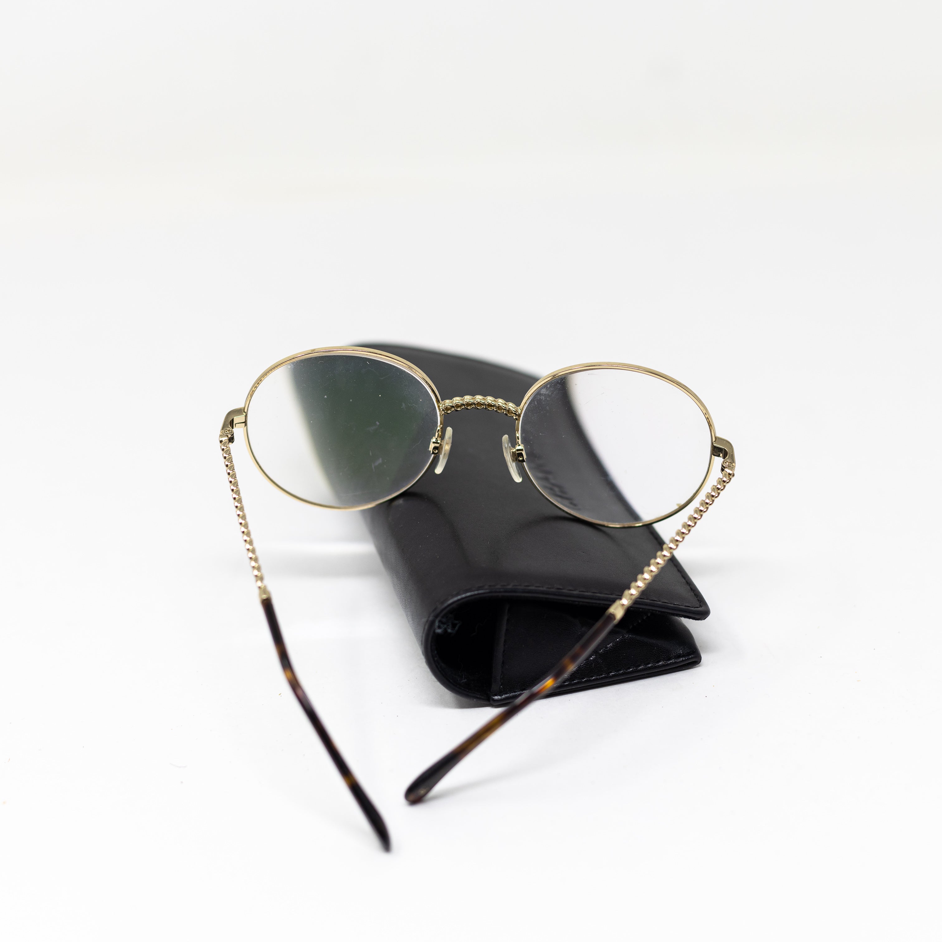 Chanel 2186 Oversize Round Lens Chain Link Gold Metal Magnifying Reading Glasses