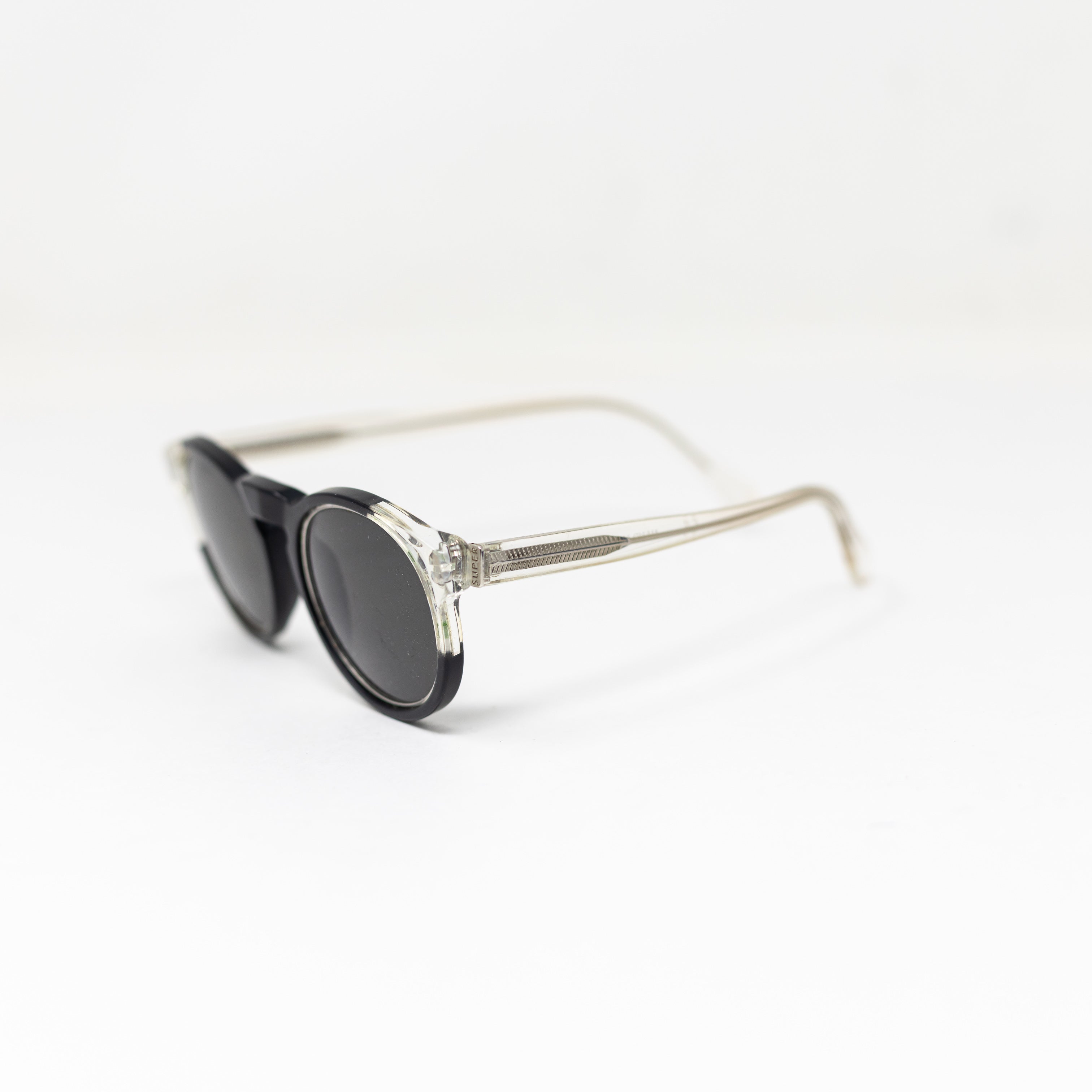 Retro Super Future Paloma Black Clear Plastic Frames Round Lenses Sunglasses