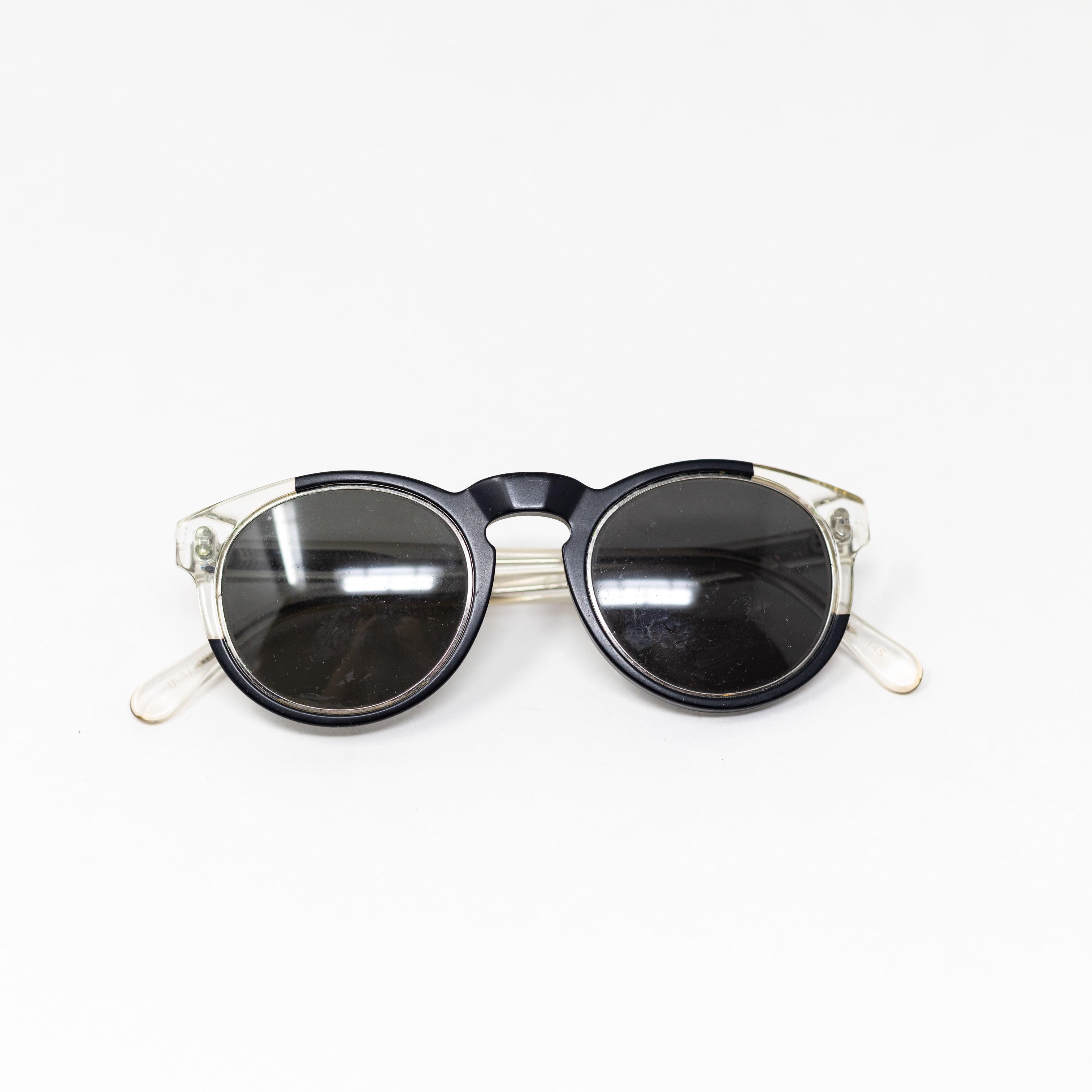 Retro Super Future Paloma Black Clear Plastic Frames Round Lenses Sunglasses