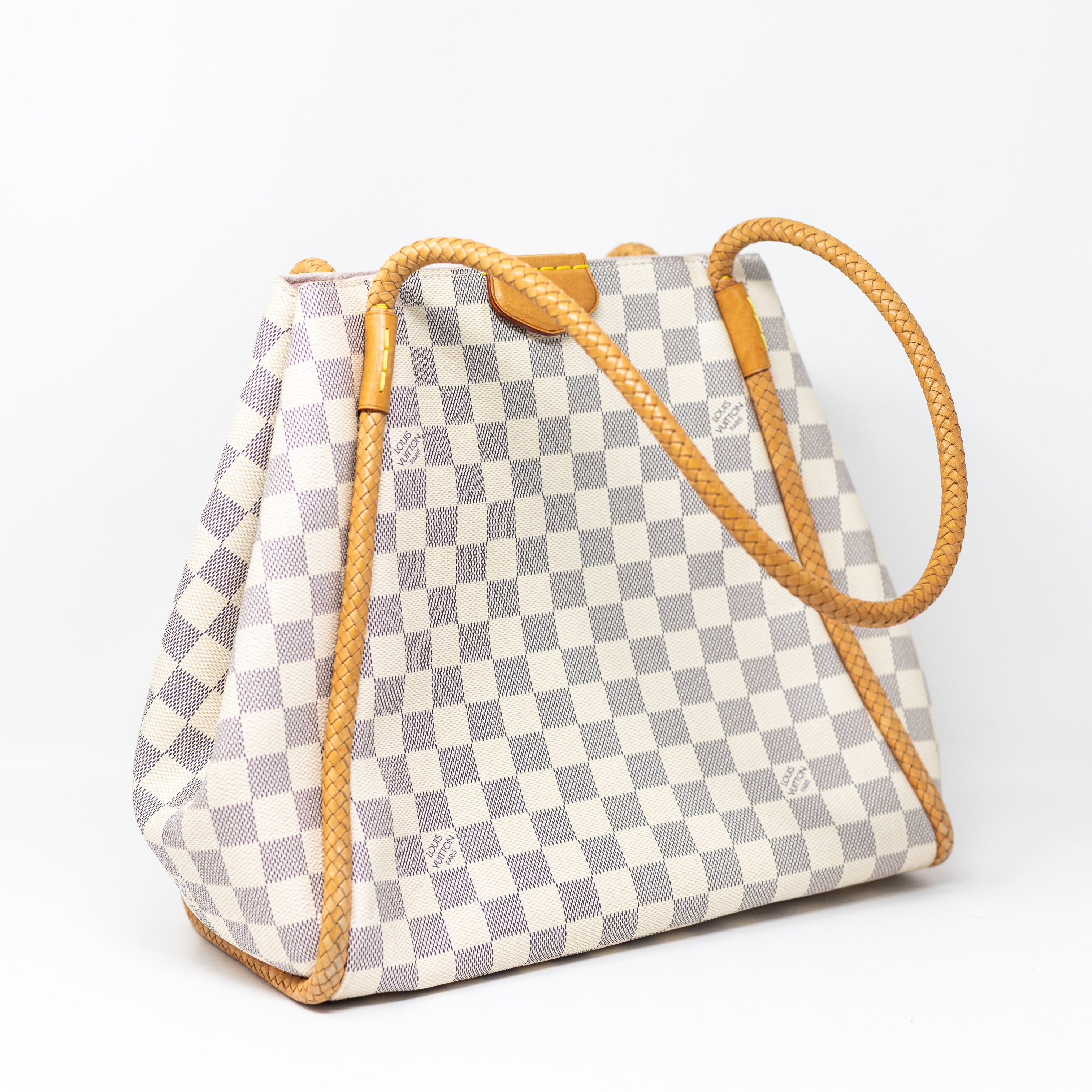 Louis Vuitton Propriano Damier Azur Check Coated Canvas Shoulder Tote Purse Bag