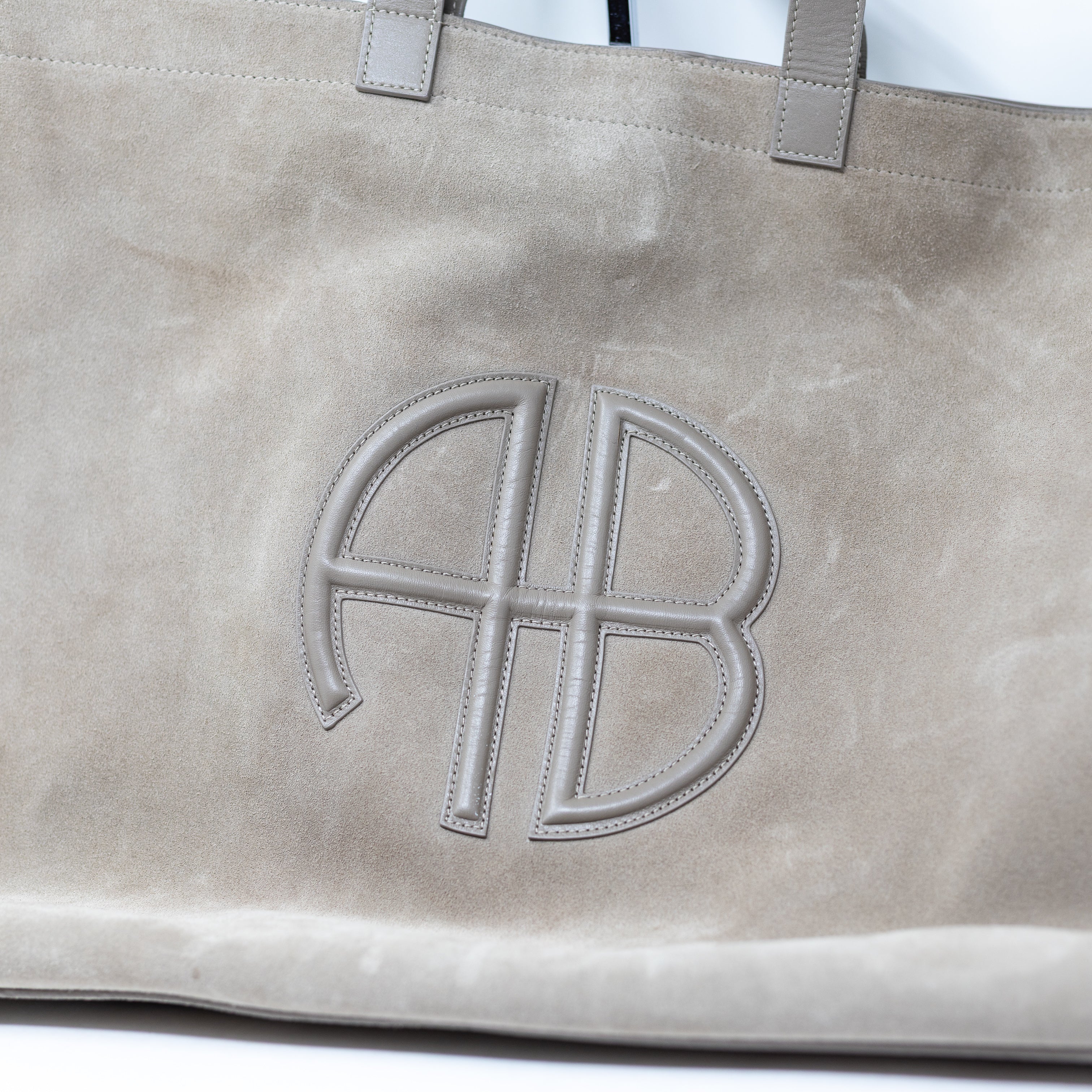 Anine Bing Rio Genuine Suede Leather Oversized XL Shoulder Tote Bag Purse Taupe