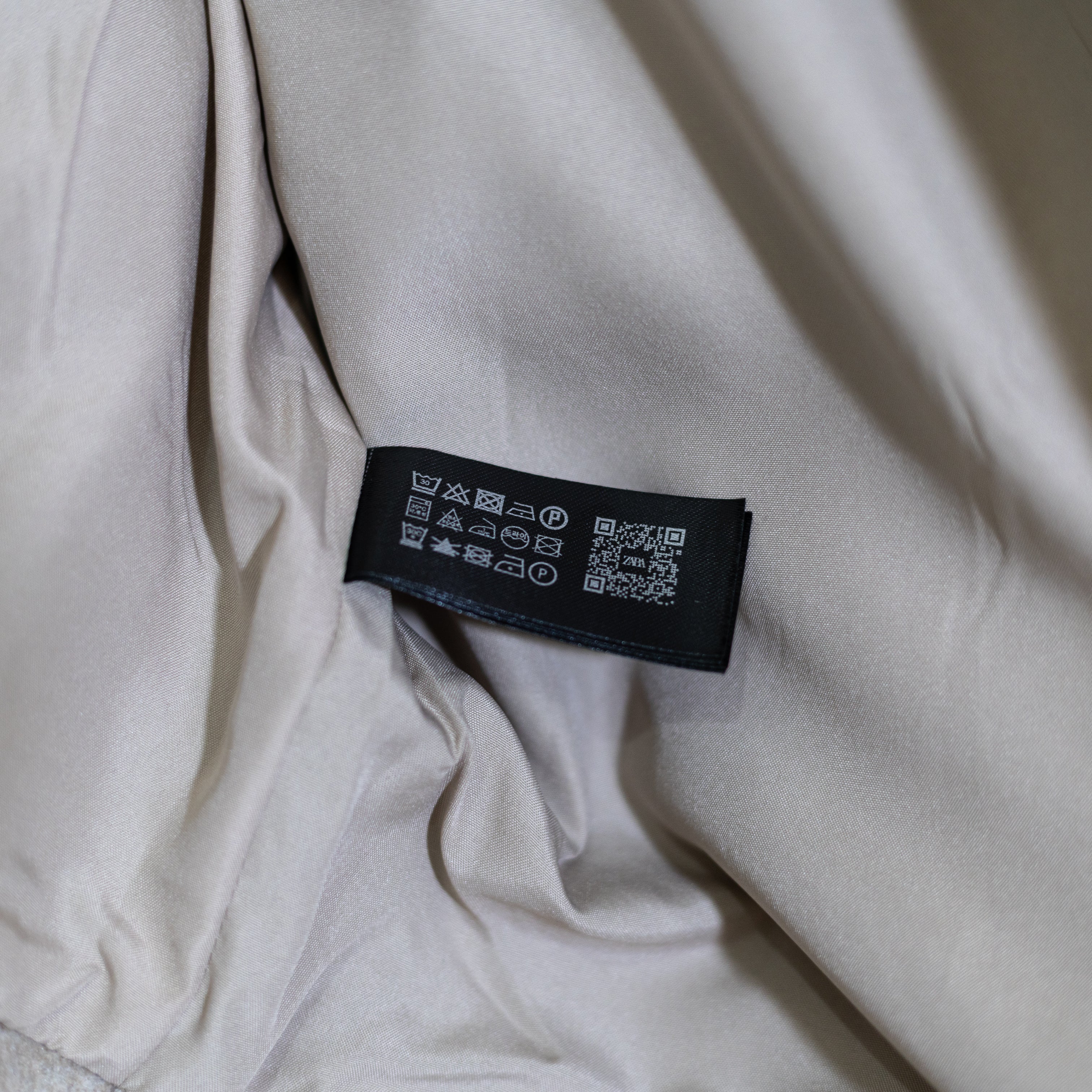 Zara Felt Fuzzy Full Zip Collared Pocket Jacket Coat Beige Gray Large