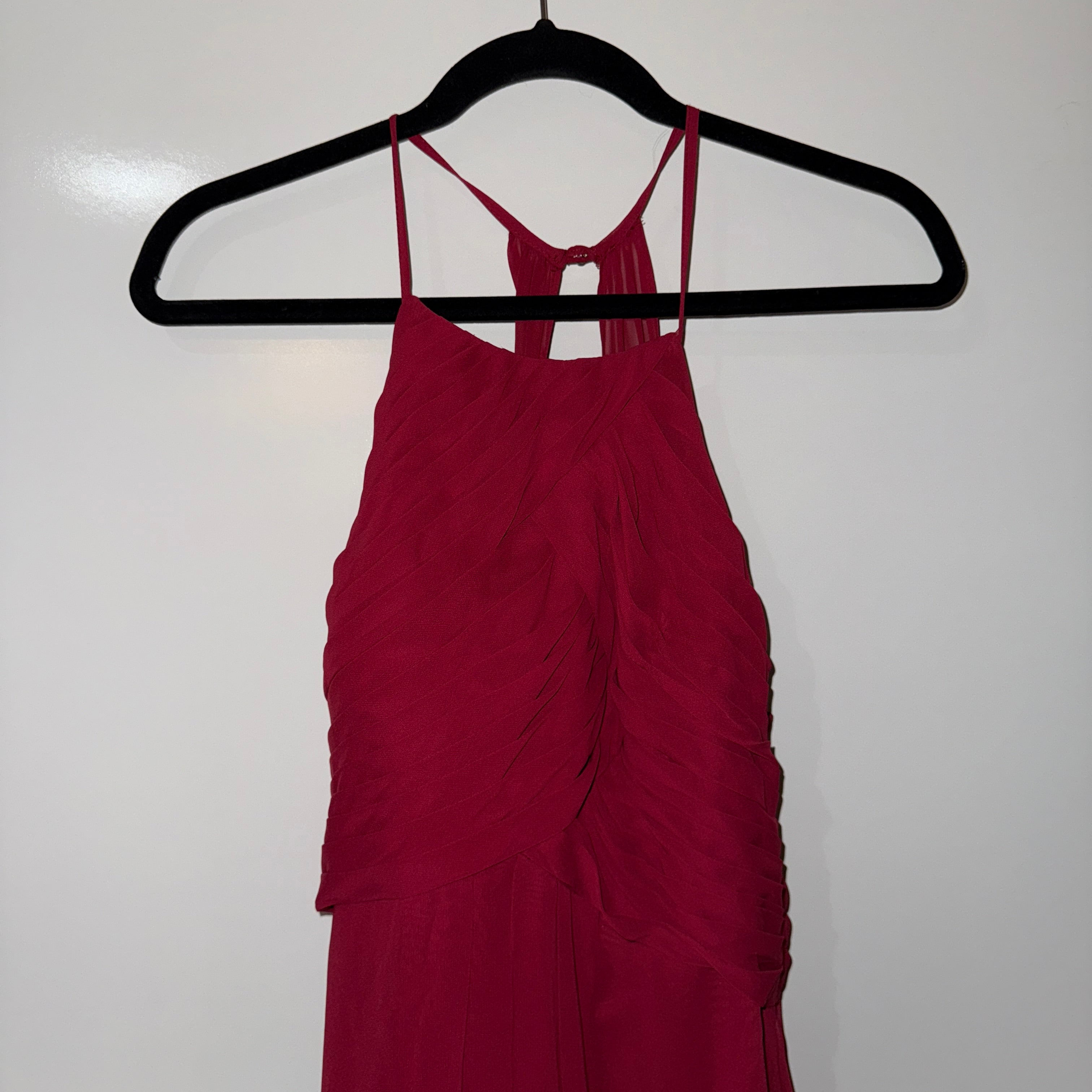 NEW Azazie Ginger A-Line Halter Pleated Chiffon Bridesmaid Dress Burgundy A8
