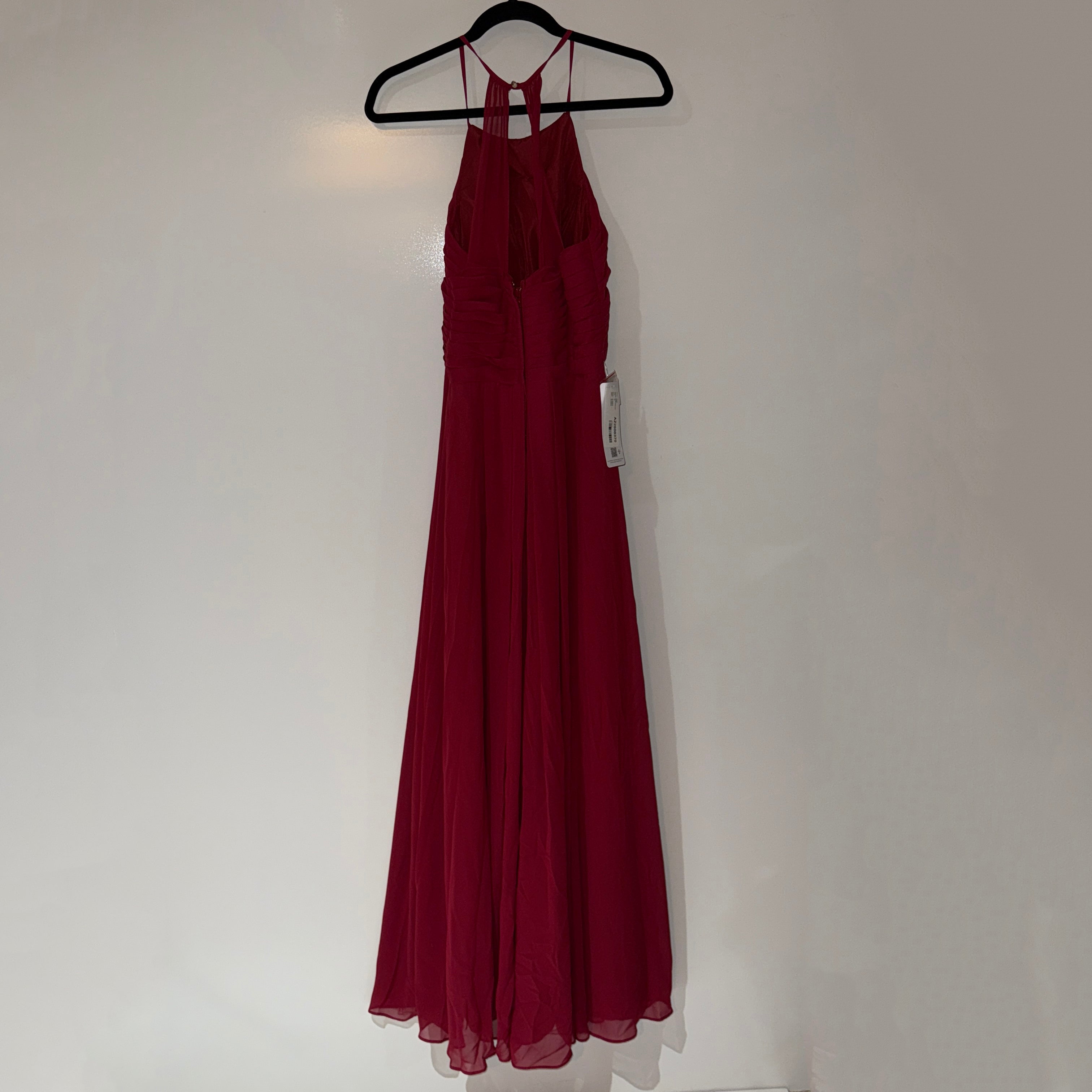NEW Azazie Ginger A-Line Halter Pleated Chiffon Bridesmaid Dress Burgundy A8