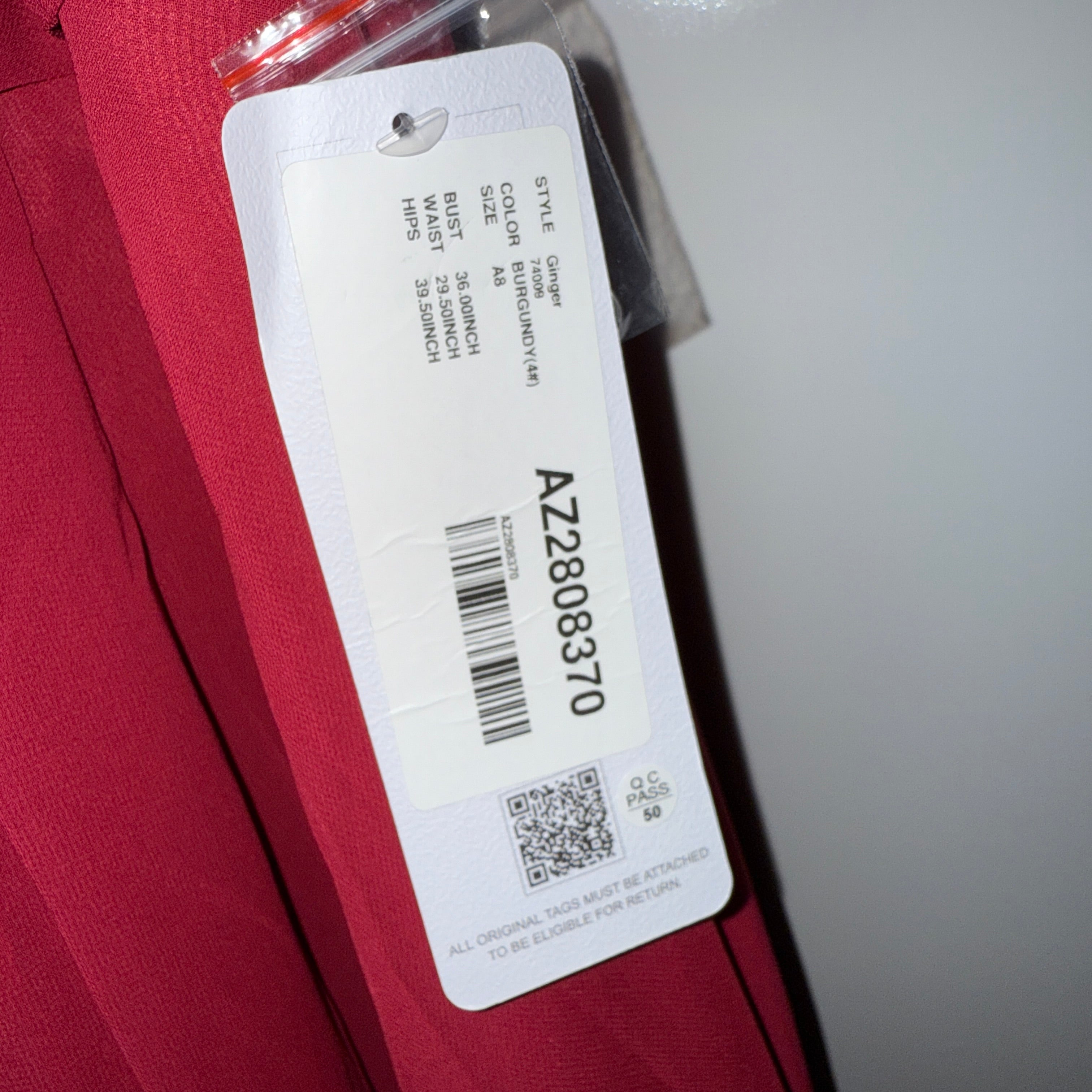 NEW Azazie Ginger A-Line Halter Pleated Chiffon Bridesmaid Dress Burgundy A8