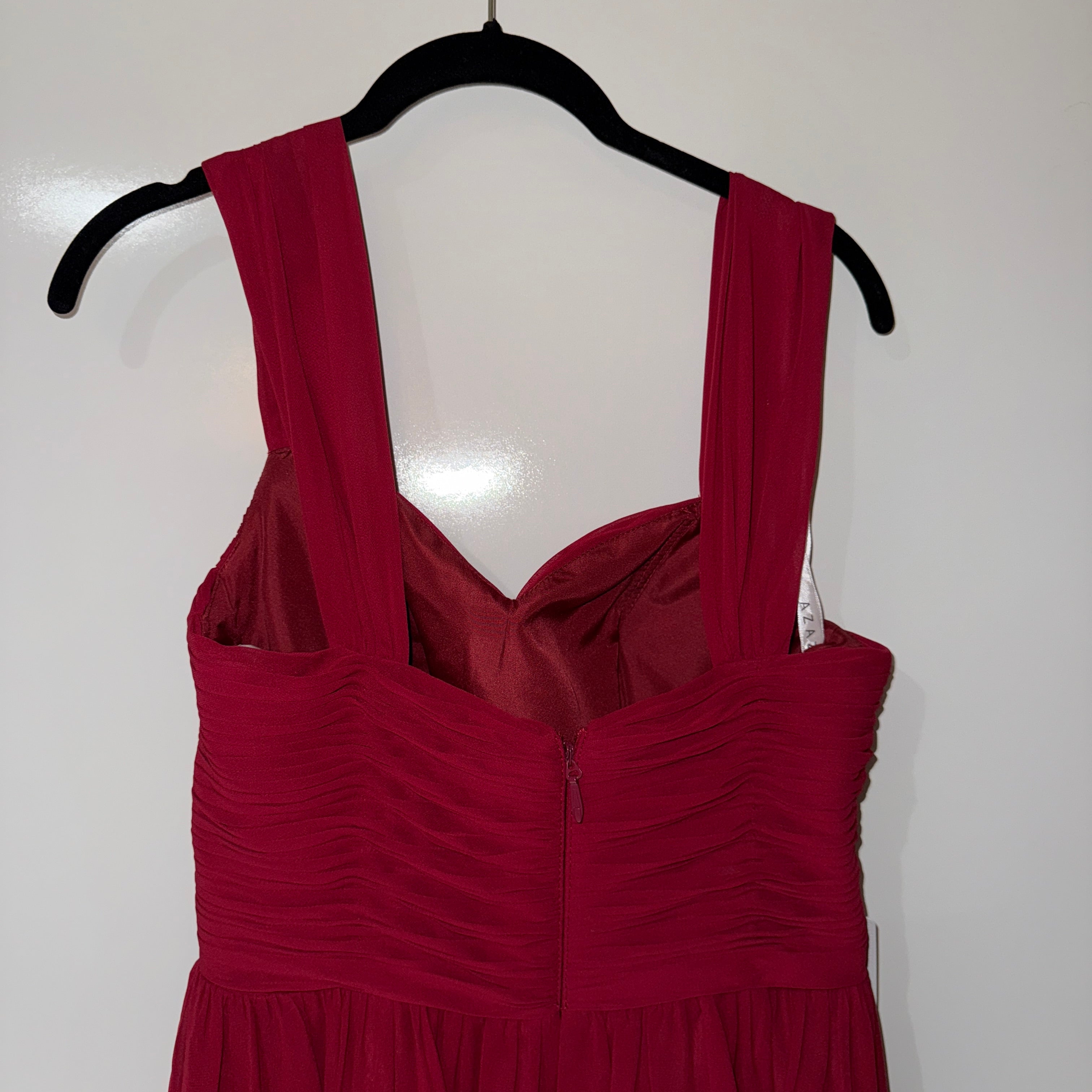 NEW Azazie Zapheira A-Line Ruched Chiffon Bridesmaid Wedding Dress Burgundy C