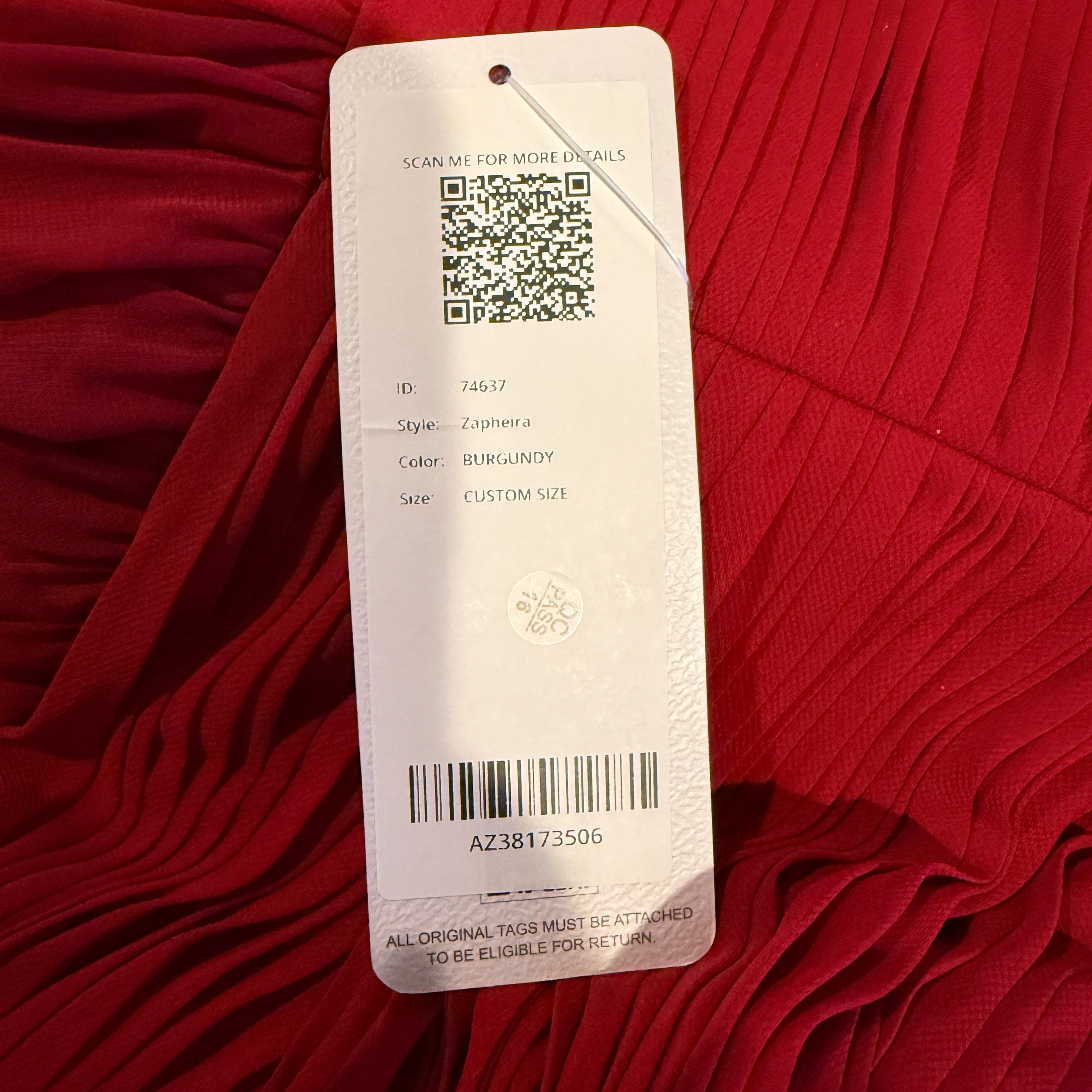 NEW Azazie Zapheira A-Line Ruched Chiffon Bridesmaid Wedding Dress Burgundy C