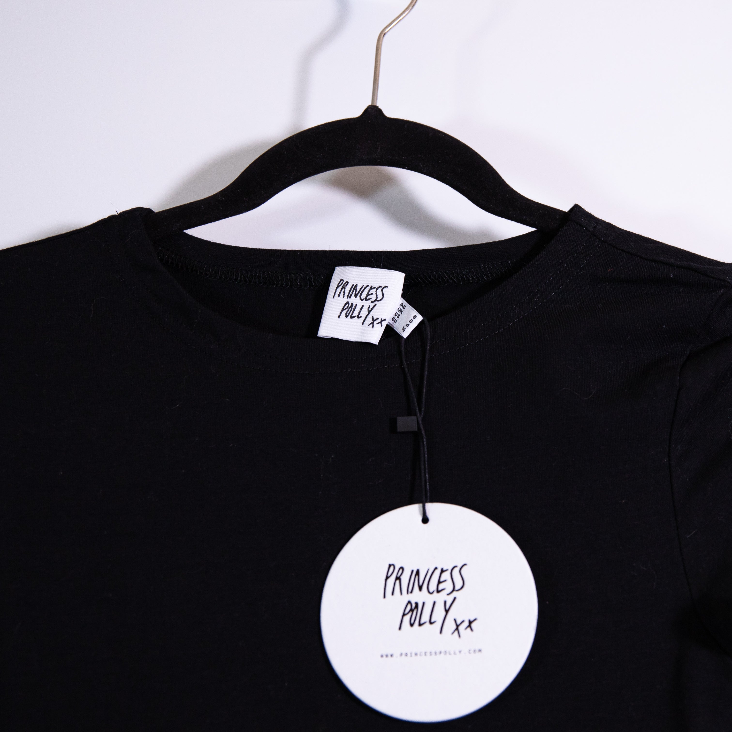 NEW Princess Polly Lex Cotton Stretch Crew Neck Short Sleeve Maxi Dress Black 4