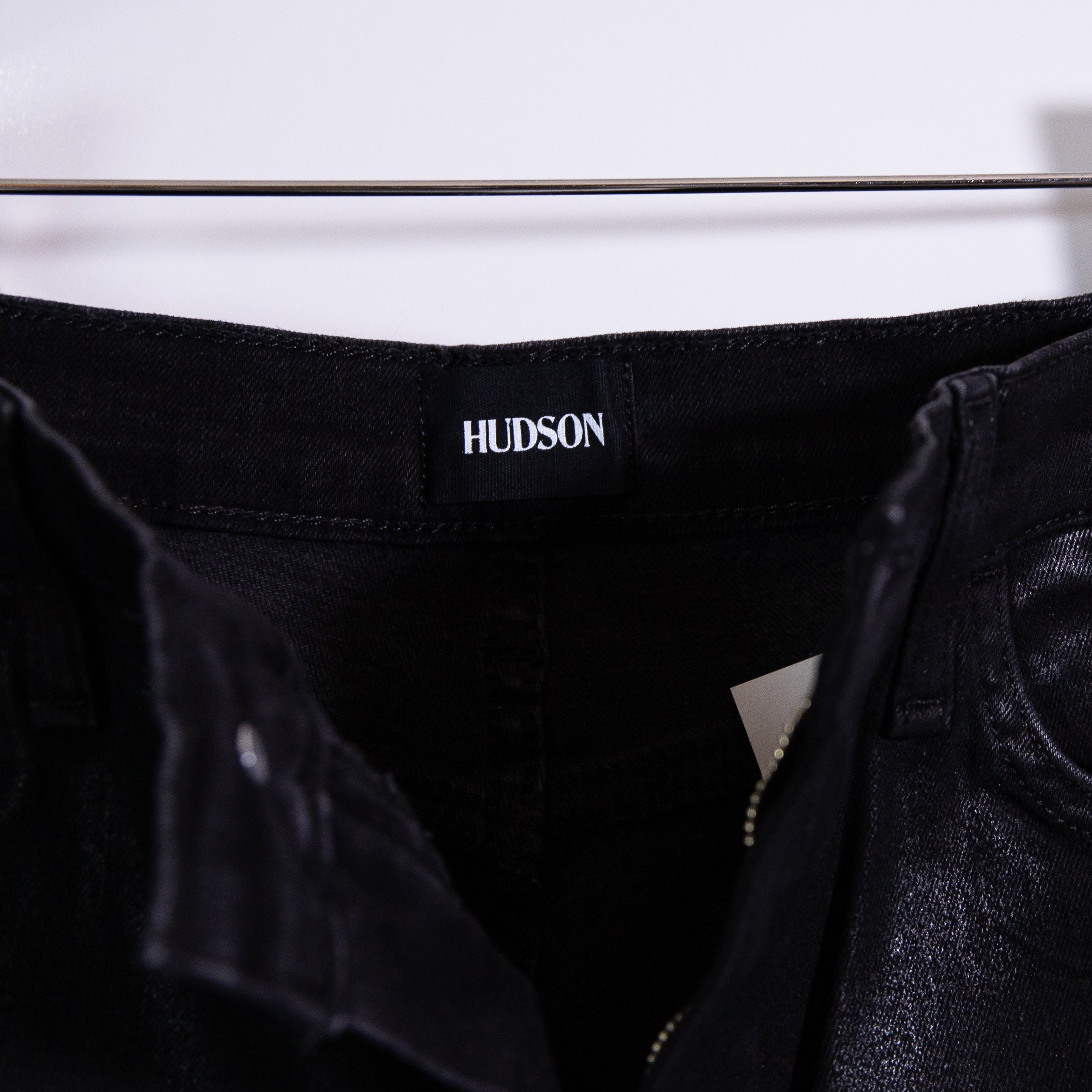 NEW Hudson Noa High-Rise Straight Ankle Polished Cotton Stellar Black Jeans 29