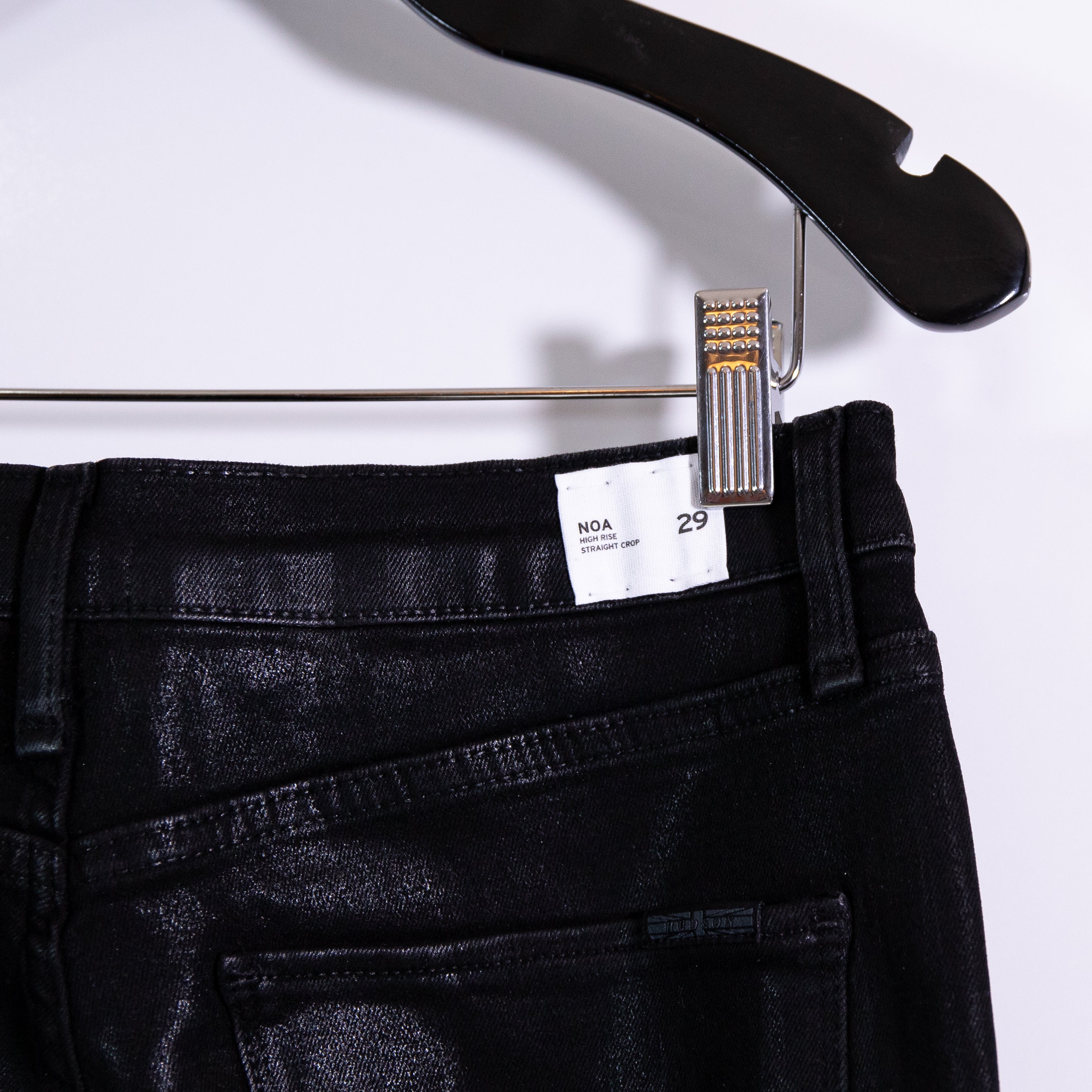 NEW Hudson Noa High-Rise Straight Ankle Polished Cotton Stellar Black Jeans 29