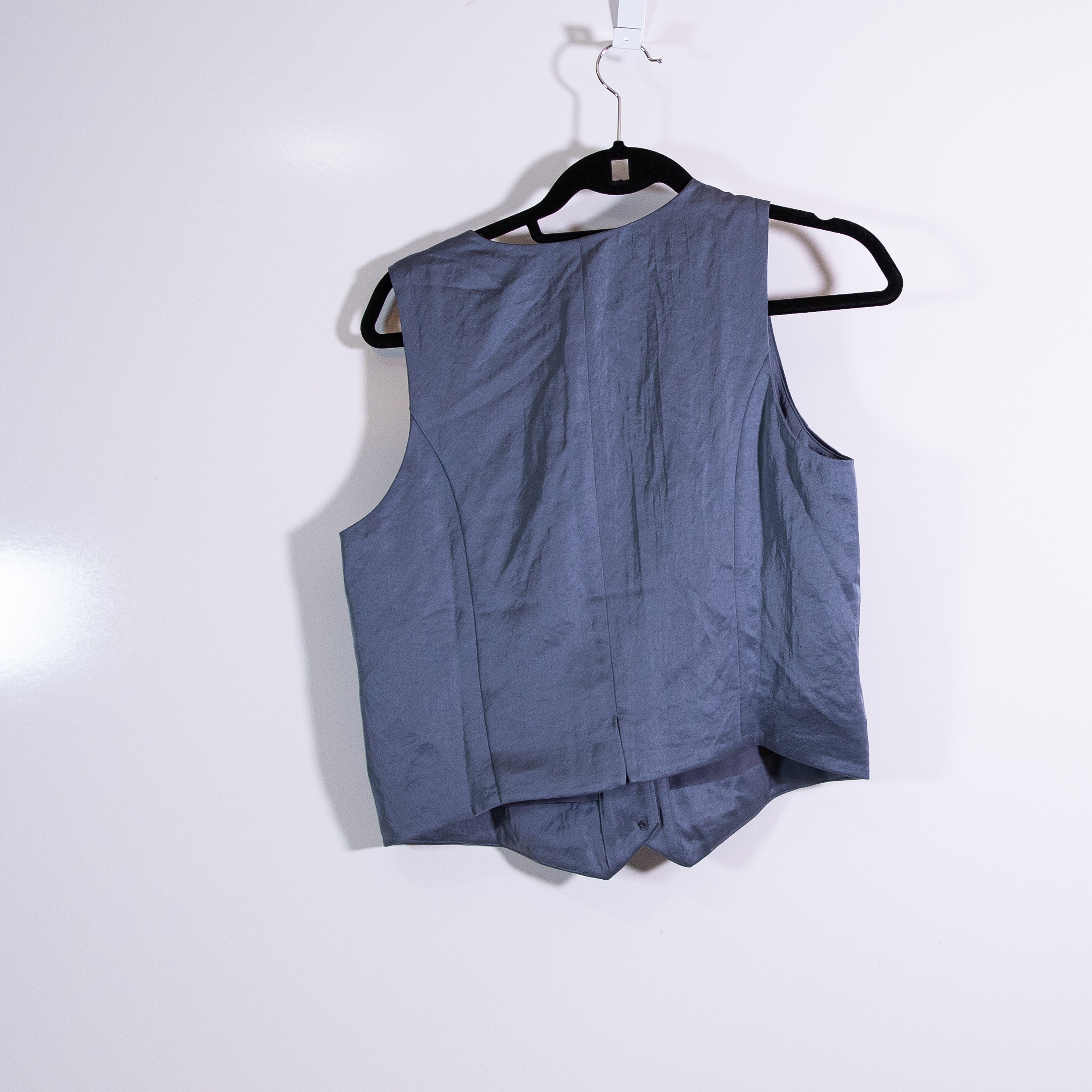NEW Madewell Women's Button Front Sleeveless Satin Vest Top Sunfaded Indigo 6