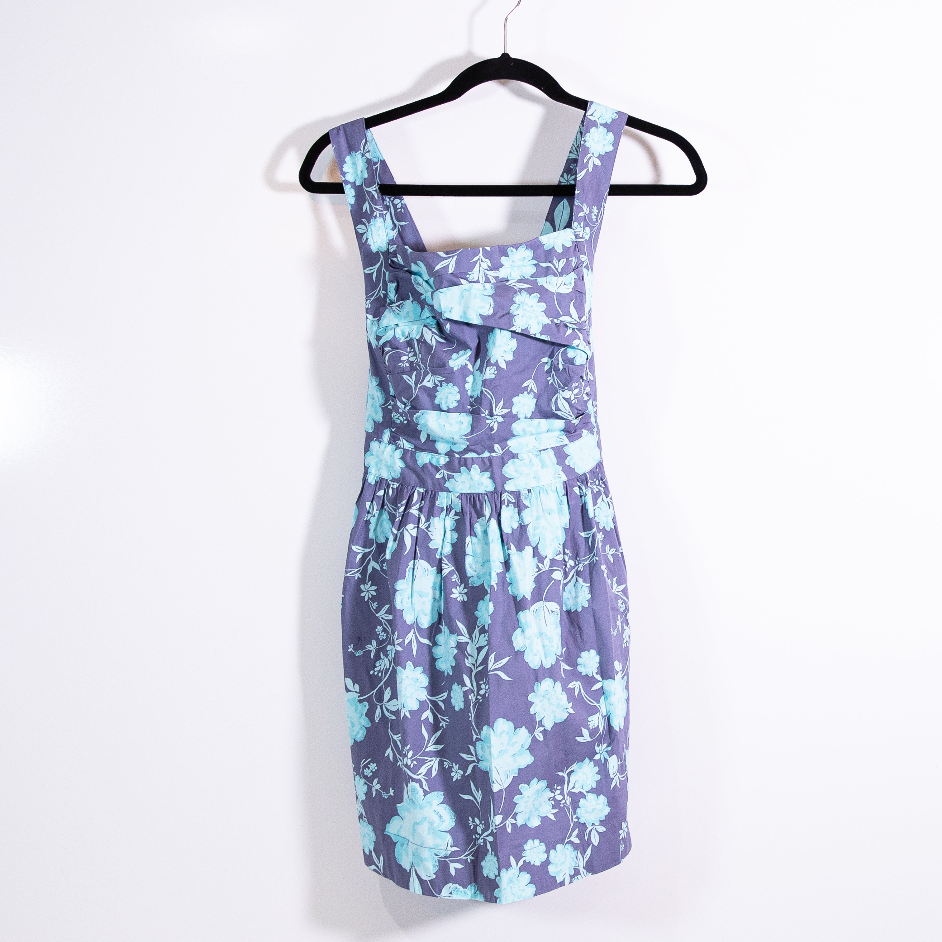 Free People Meet In Maui Cotton Stretch Ruched Bodice Square Neck Mini Dress M