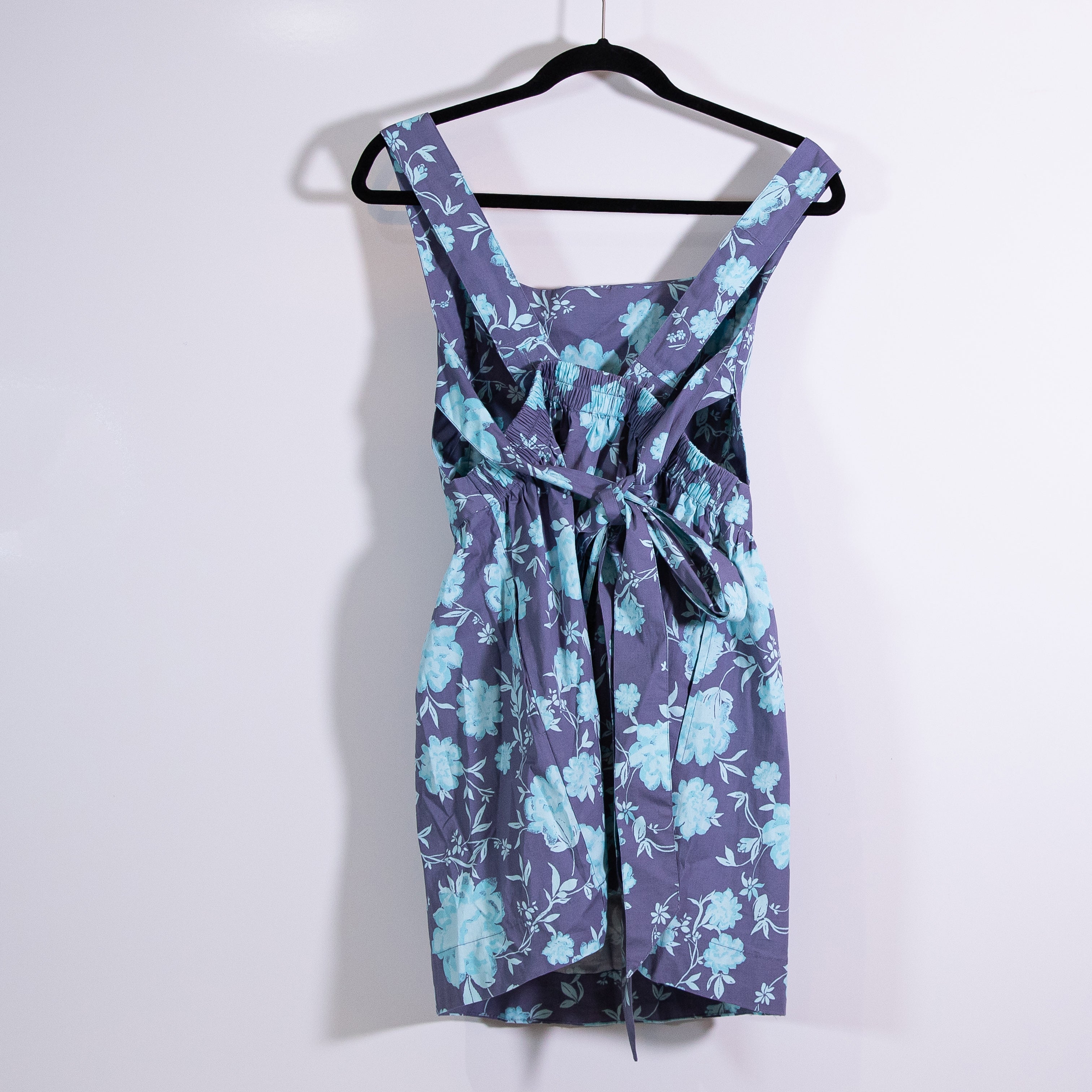 Free People Meet In Maui Cotton Stretch Ruched Bodice Square Neck Mini Dress M