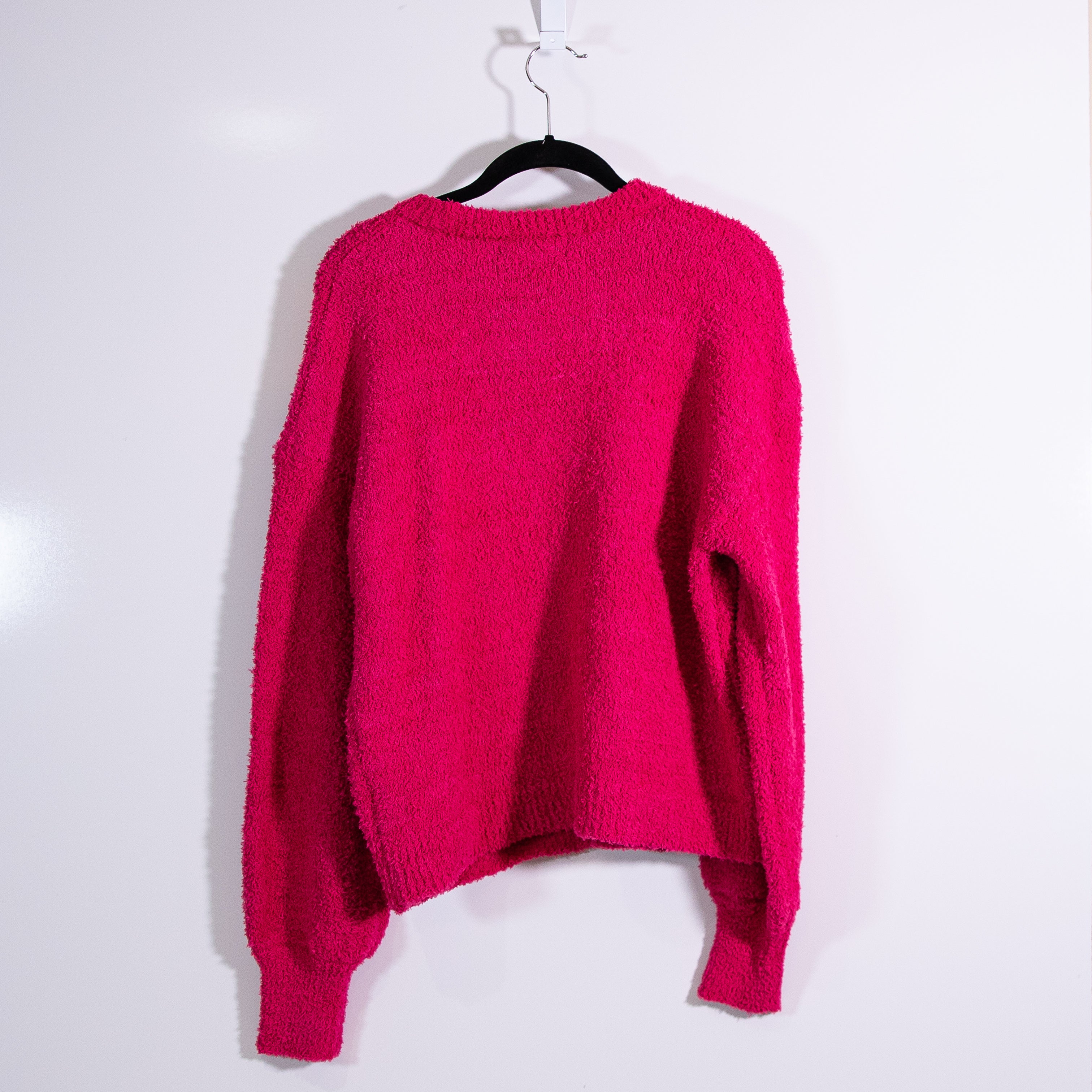NEW Sanctuary Fuzzy Knit Stretch Crew Neck Pullover Sweater Pink Medium