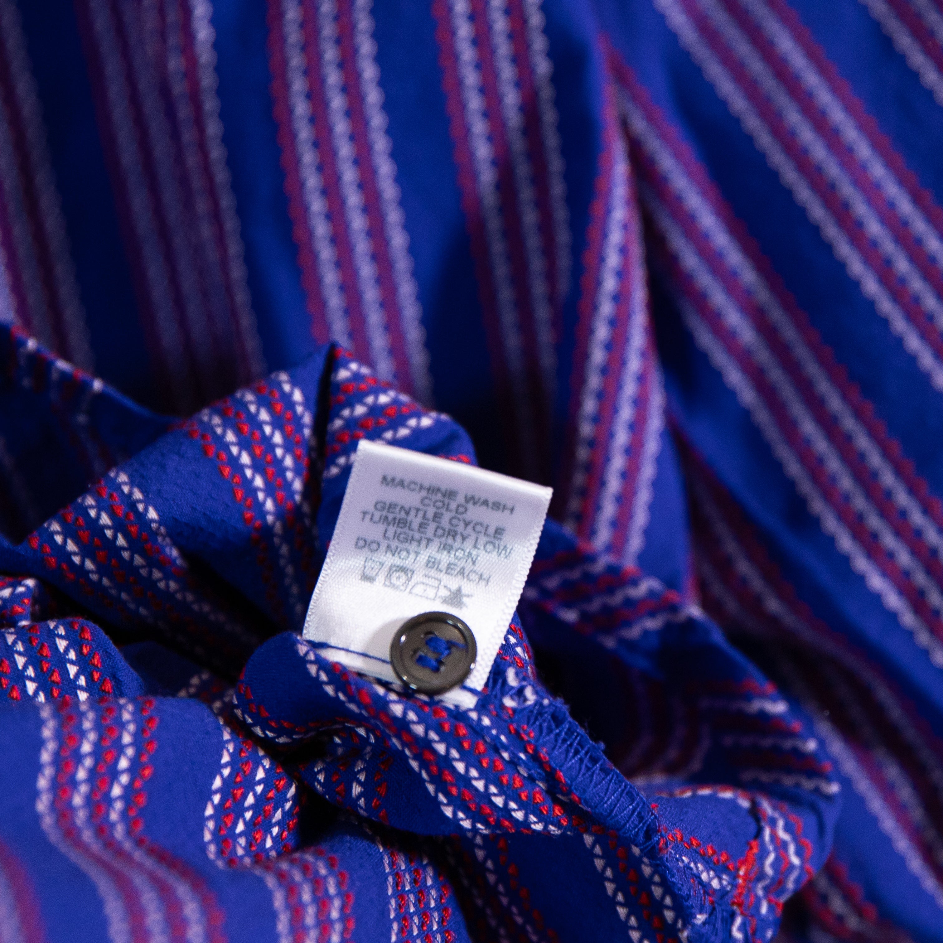 Xirena Cotton Blend Henley Neck Pullover Long Sleeve Striped Geometric Blouse L