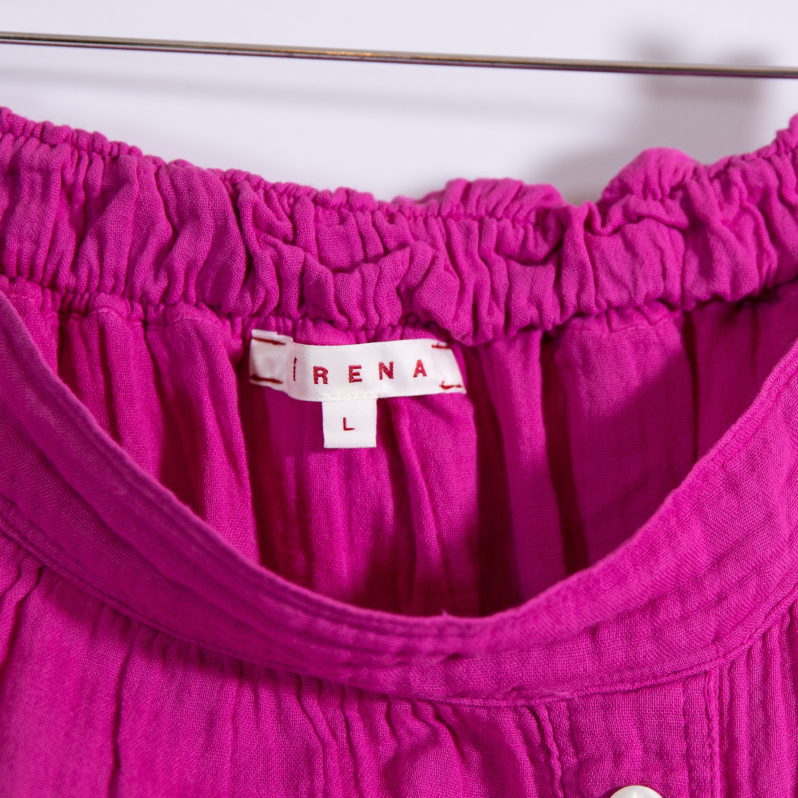 Xirena Cotton Textured Button Front Straight Line Midi Skirt Purple Pink Large