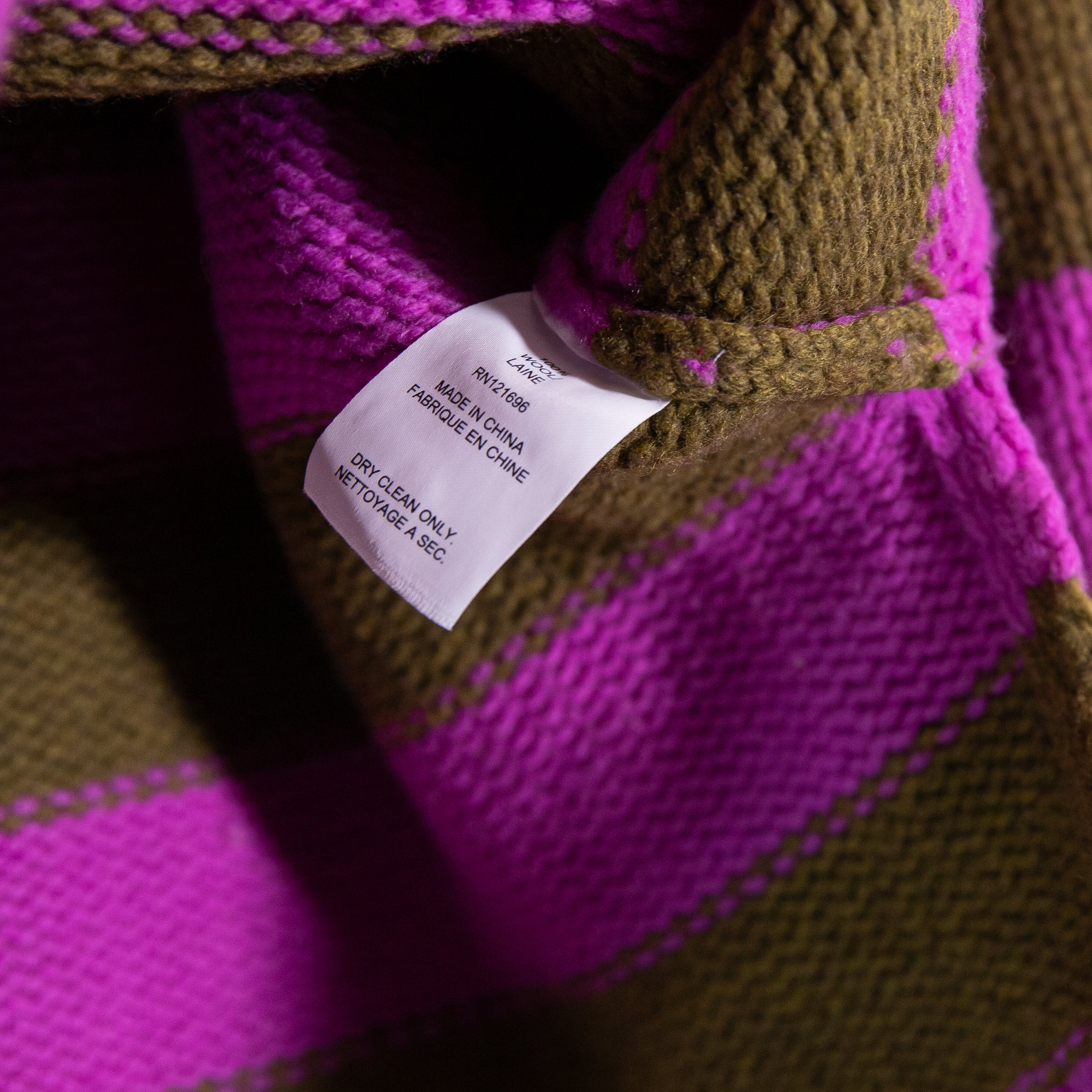 Demylee Wool Knit Stretch Mock Neck Pullover Purple Green Stripe Sweater XS
