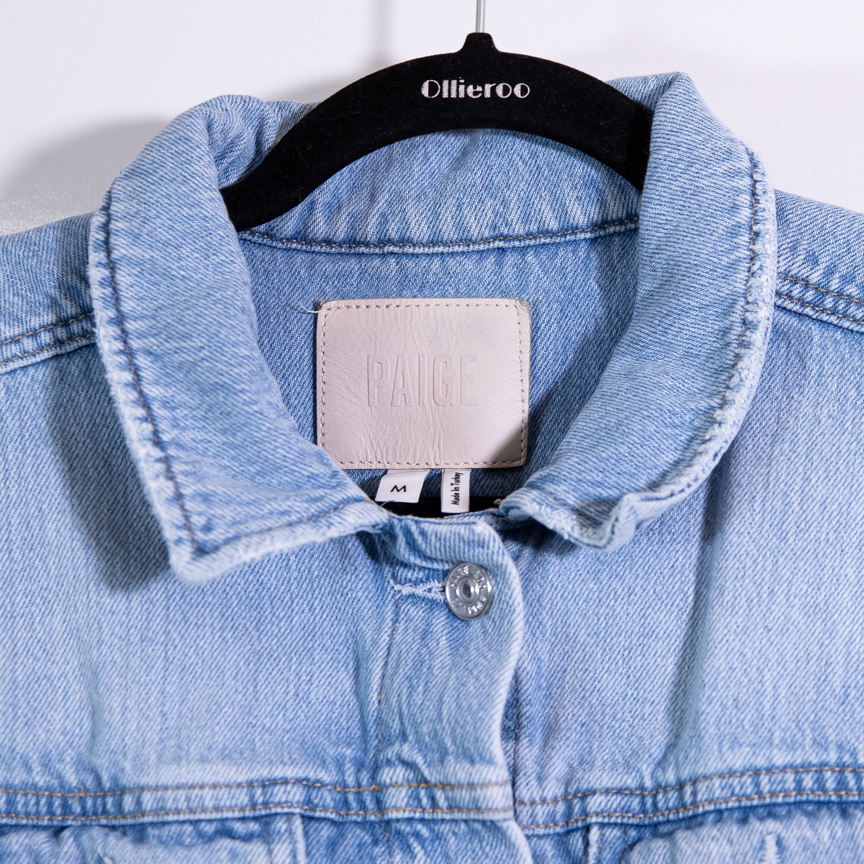 Paige Denim Relaxed Vivienne Cotton Cropped Button Jean Jacket Sonata Distressed