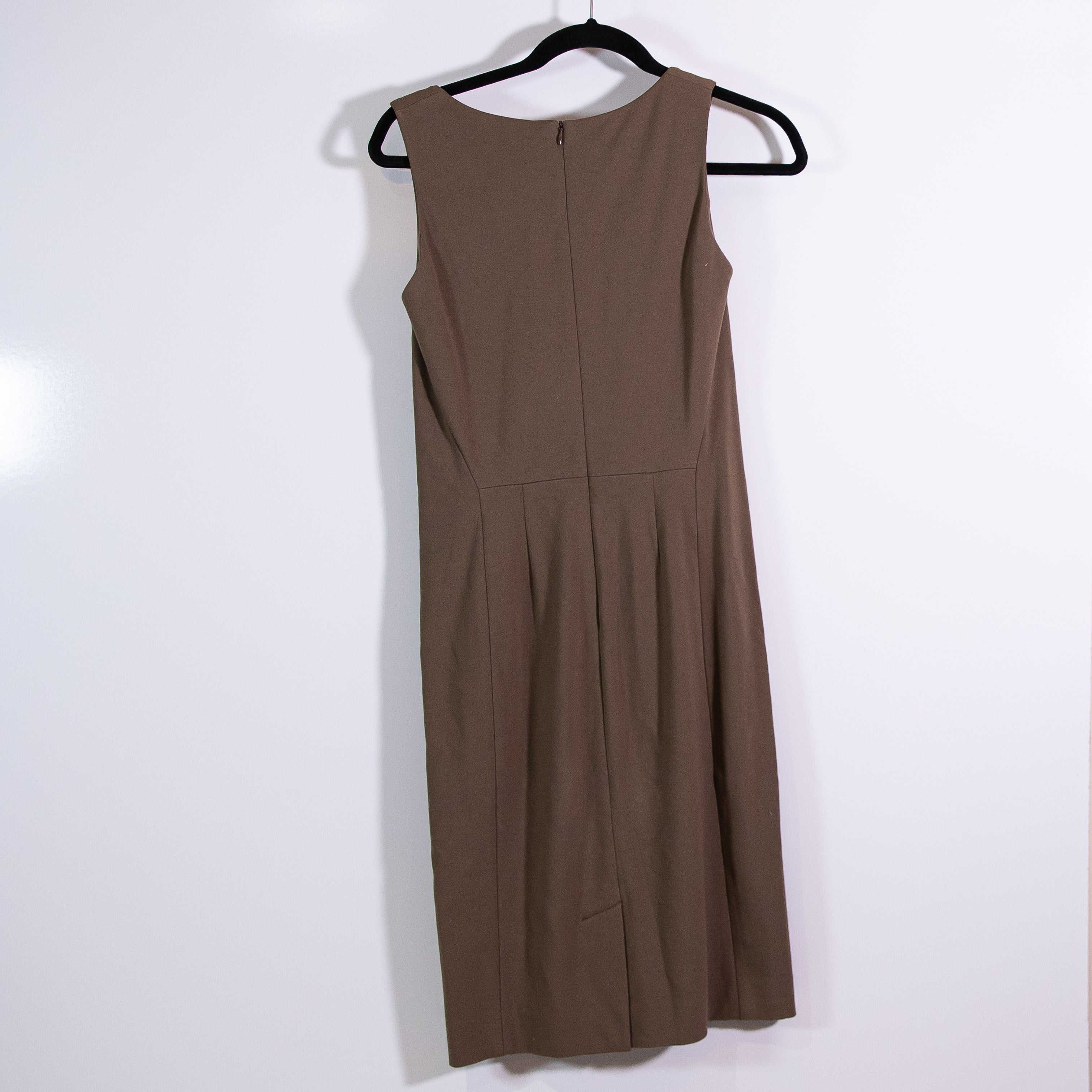 M.M. Lafleur The Rachel Stretch Knit Sleeveless V Neck Mini Shift Dress Brown 4