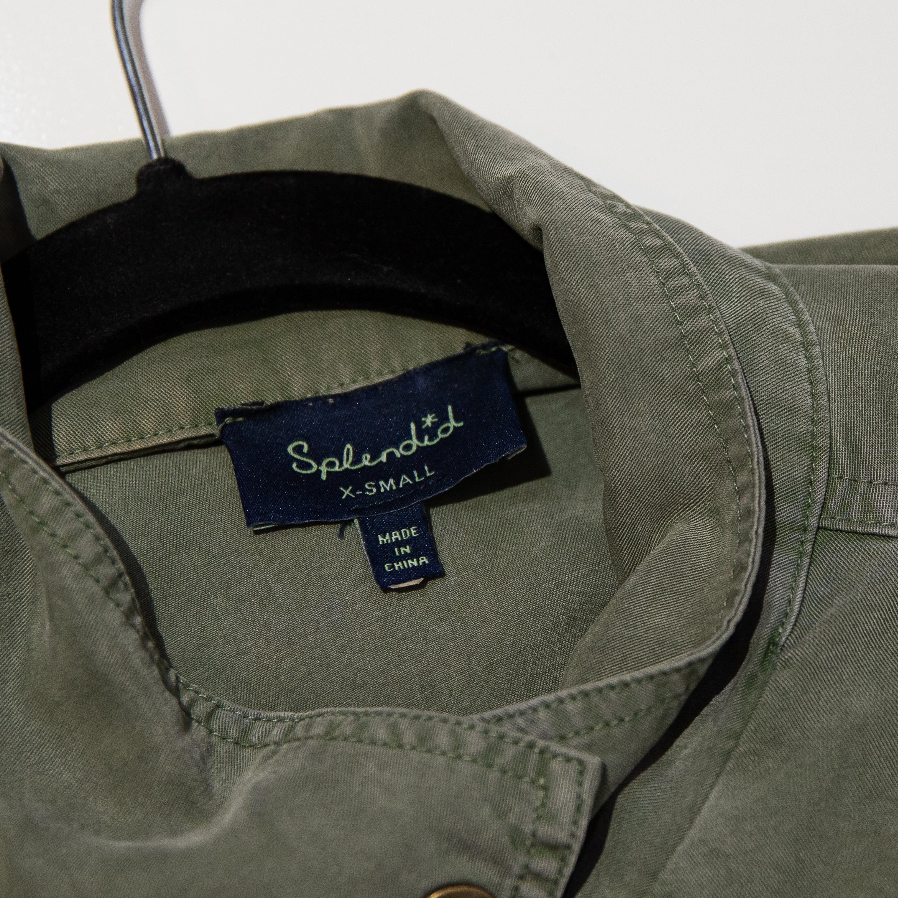 Splendid Women's Wilder Tencel Zipper Front Snap Button Utility Jacket Green XS