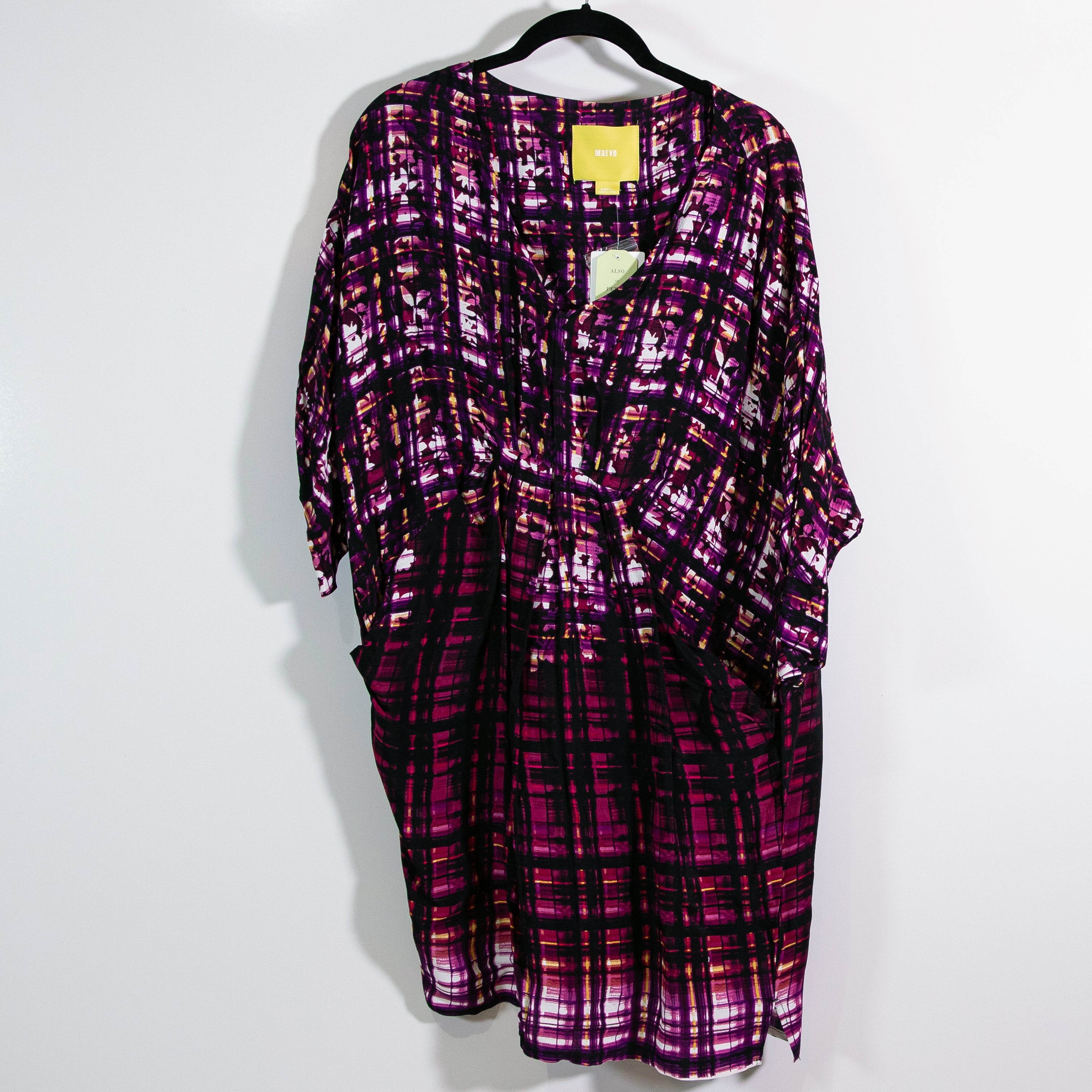 NEW Anthropologie Maeve Petal Palette Purple Print Pattern Tunic Mini Dress S