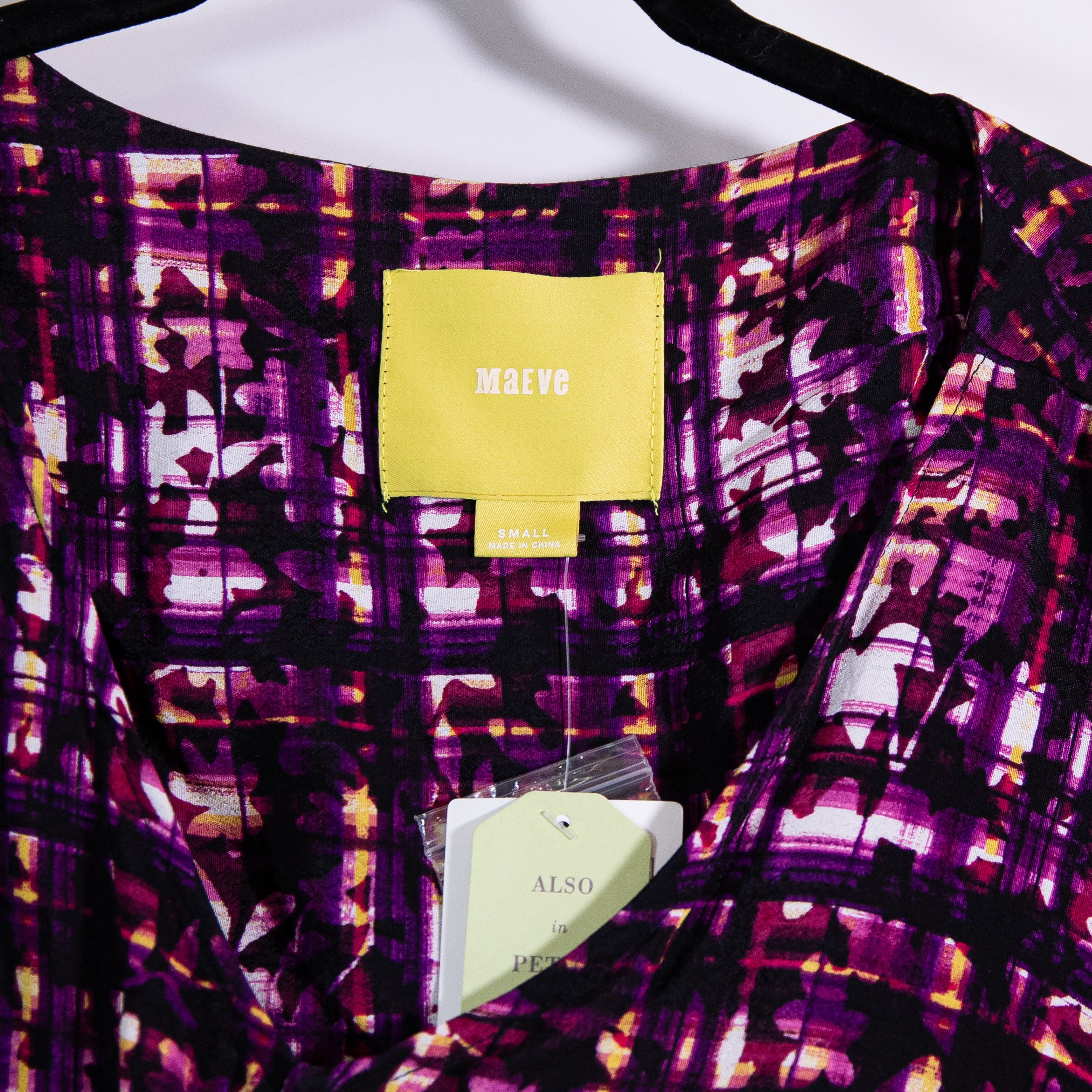 NEW Anthropologie Maeve Petal Palette Purple Print Pattern Tunic Mini Dress S