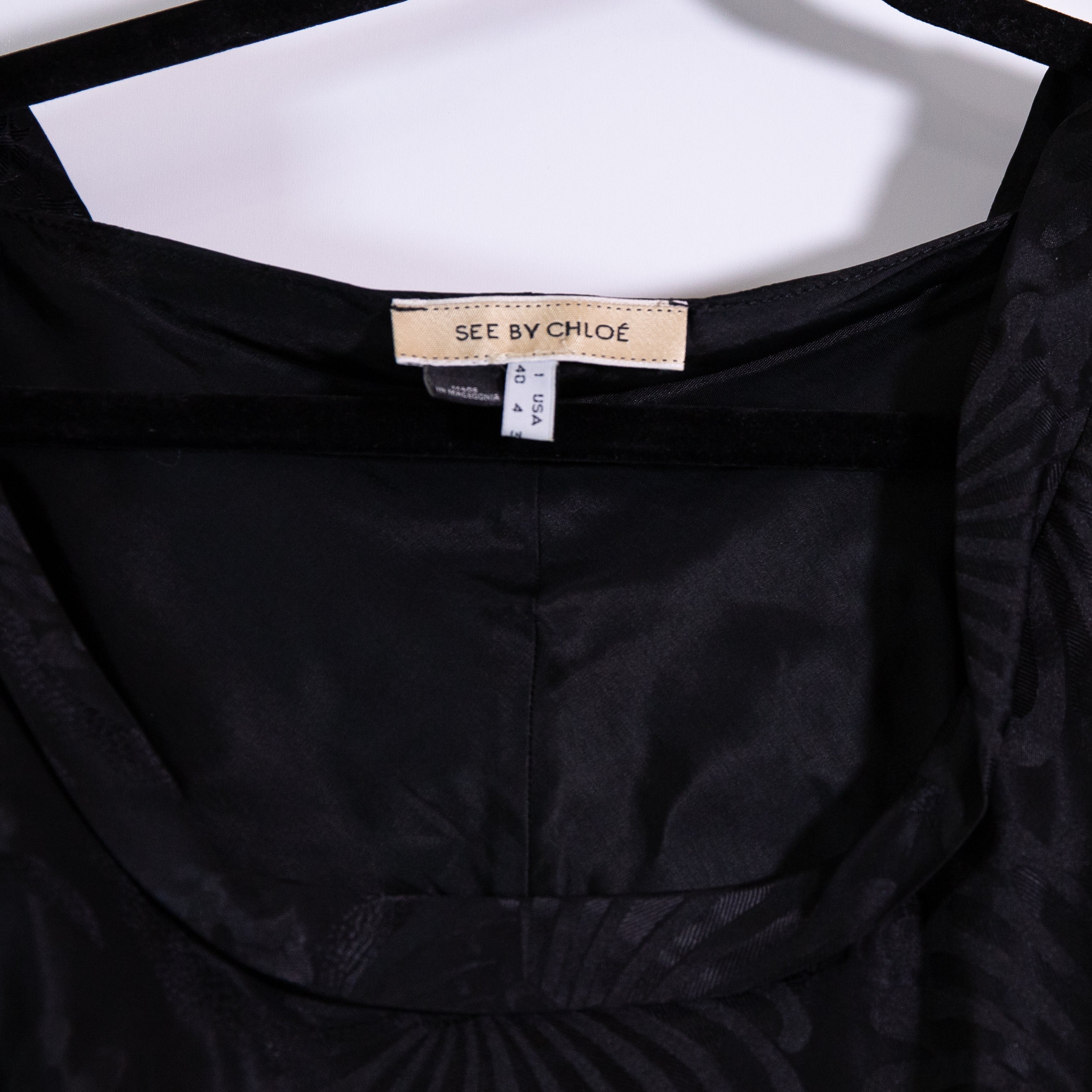 See By Chloe Jacquard Textured Scoop Neck Mini Dress Black 4