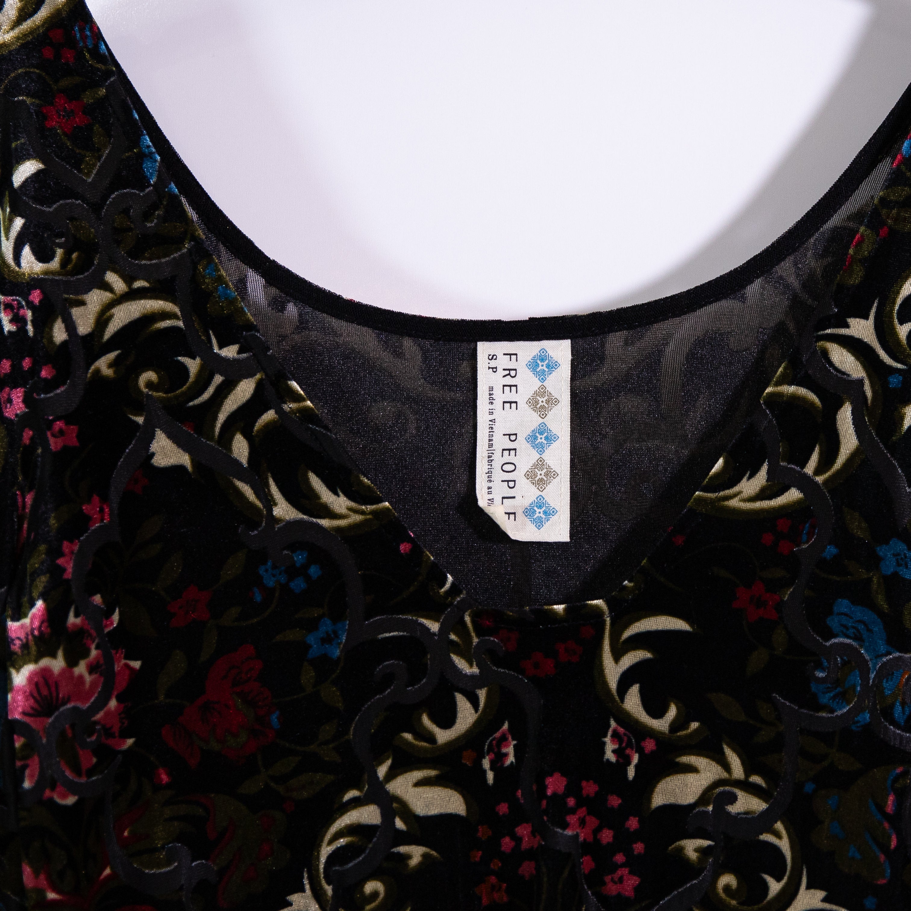 Free People Velvet Velour Burnout Floral Flower Print Mini Bodycon Dress Small