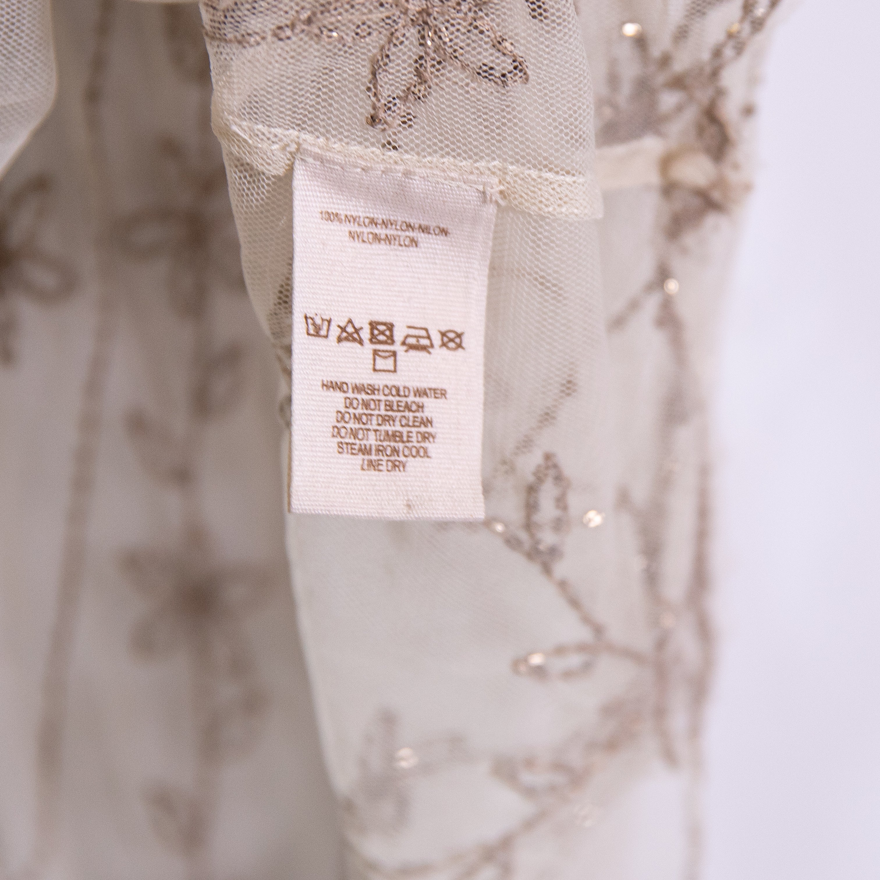 Free People Starry Night Tulle Mesh Beaded Embellished Mini Dress Ivory Gold S