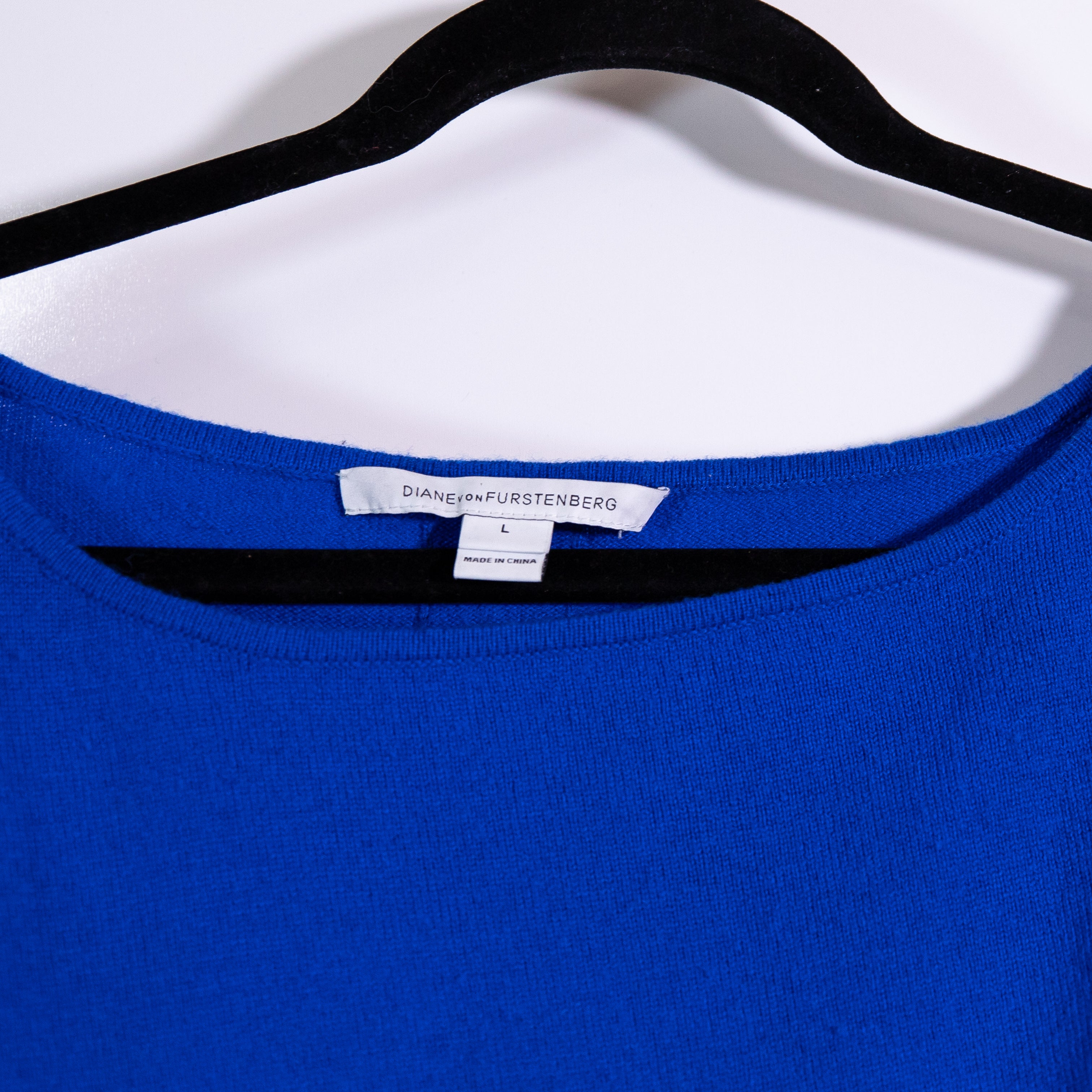 Diane Von Furstenberg Bozeman Wool Cashmere blend knit Stretch Boat Neck Sweater