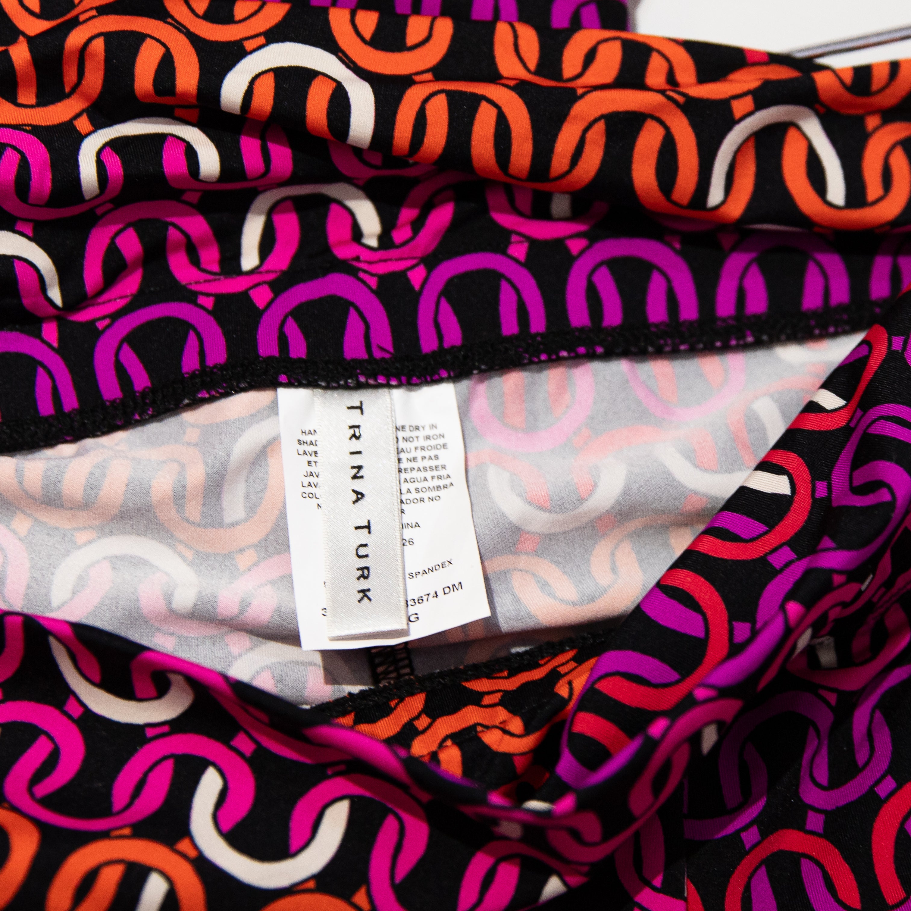 Trina Turk Echo Chain Link Print Pattern Stretch Knit Straight Leg Cover Up Pant