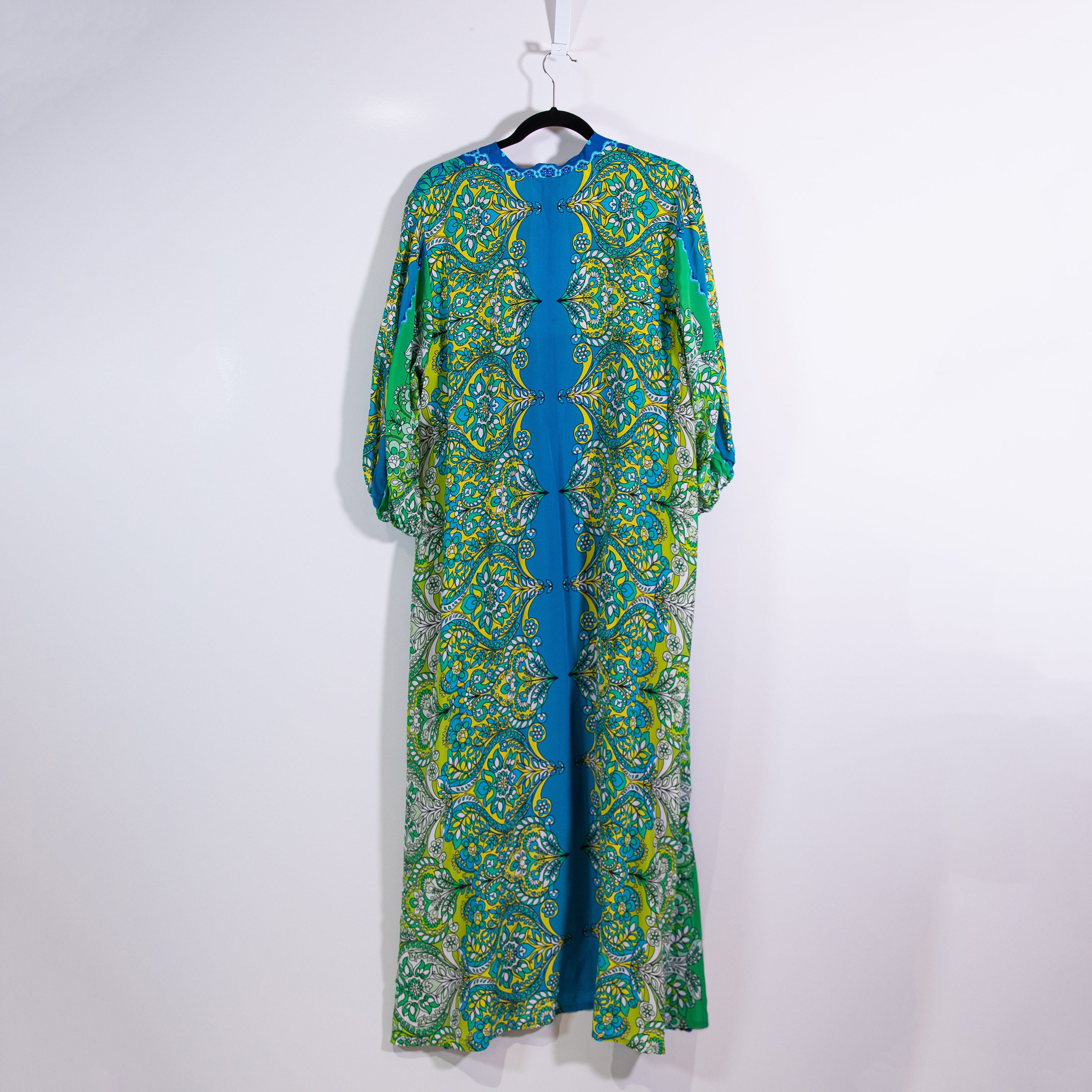 NEW Johnny Was Kahinu Silk Chiffon Diomedes Print Maxi Pullover Kaftan Dress XL