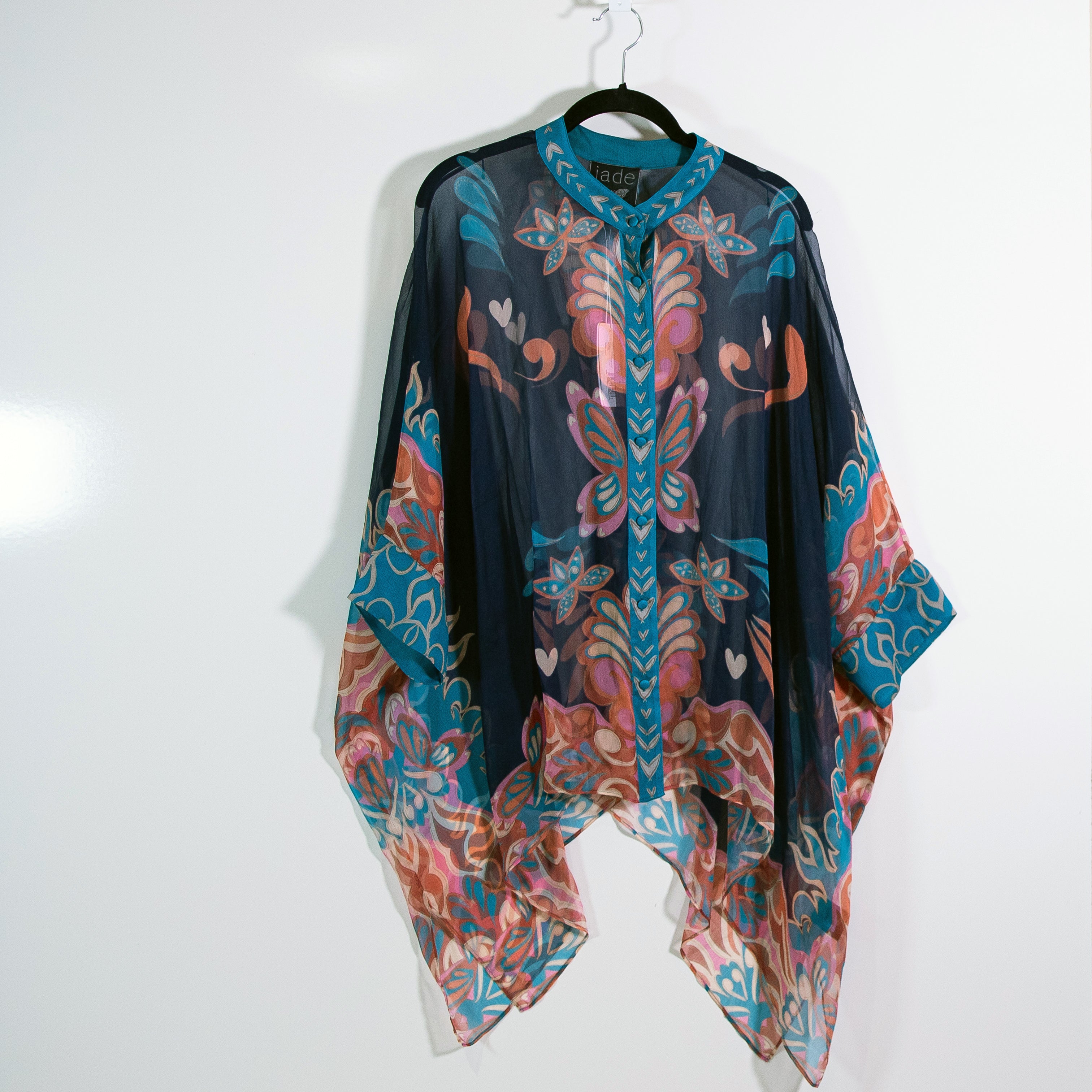 NEW Johnny Was Jade Katia Oversized Silk Chiffon Ryland Print Blouse Shirt Top