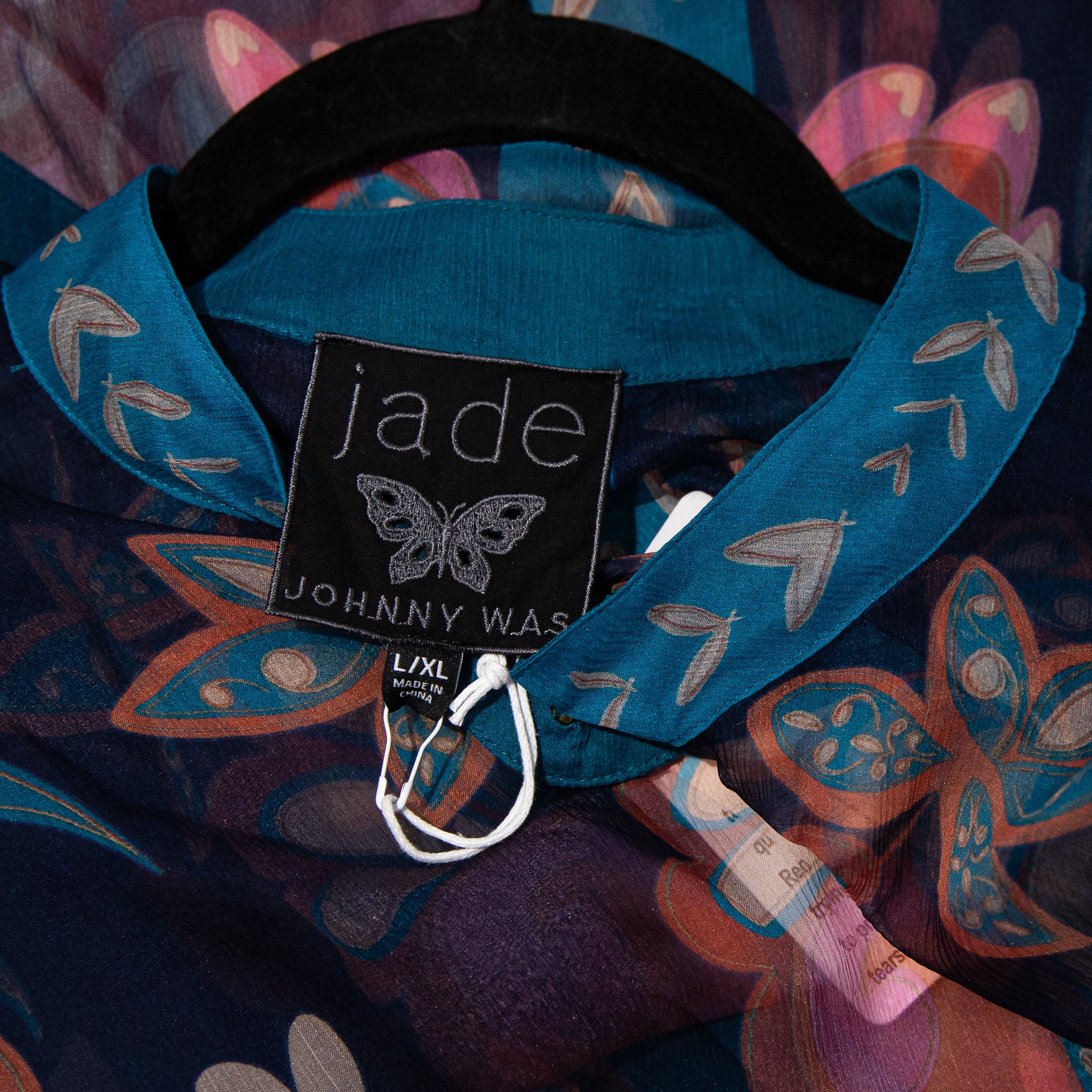 NEW Johnny Was Jade Katia Oversized Silk Chiffon Ryland Print Blouse Shirt Top