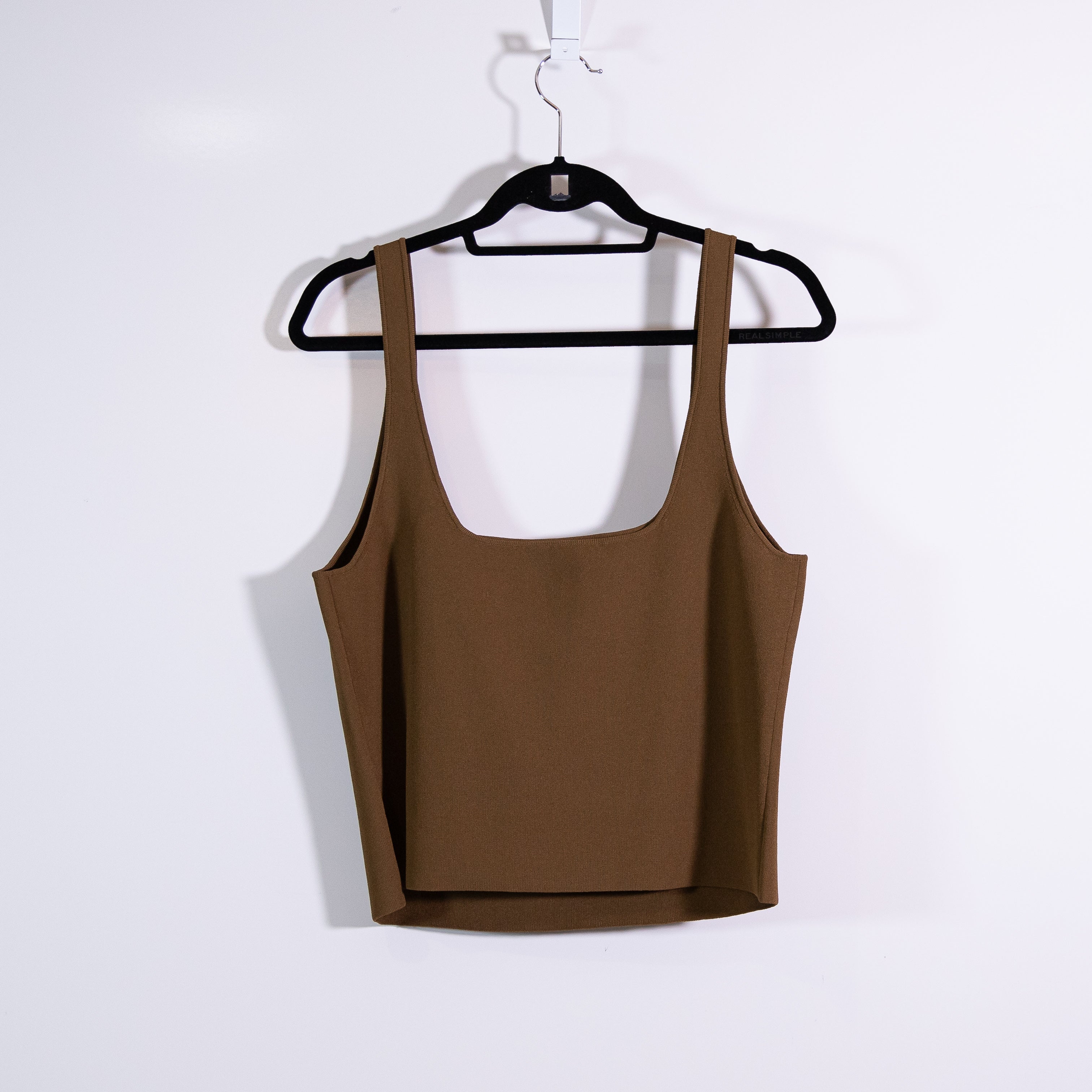 NEW Vince Women's Square Front Camisole Knit Stretch Tank Top Cottonwood Brown