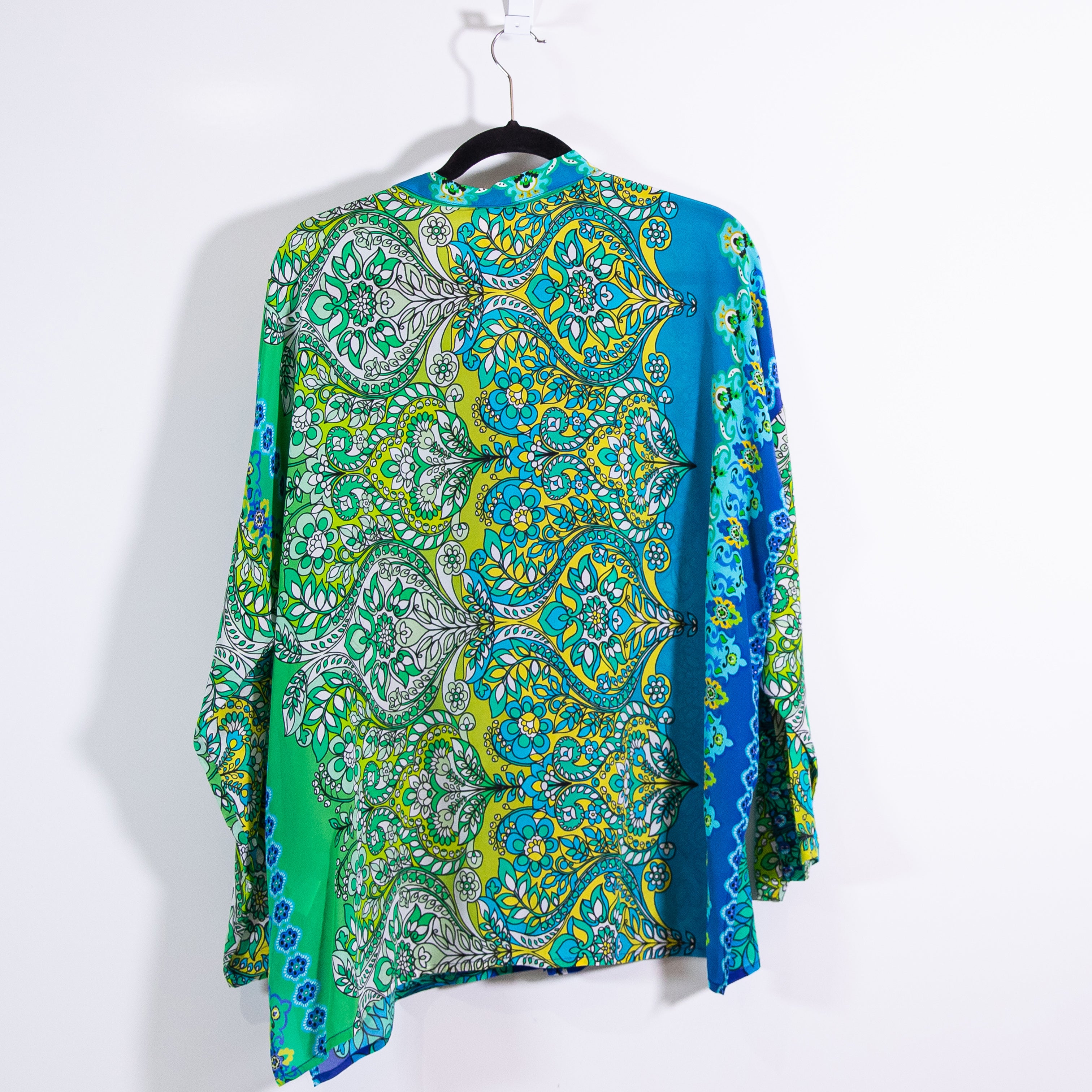 NEW Johnny Was Slim Audrey Silk Chiffon Collared Button Down Blouse Diomedes XL