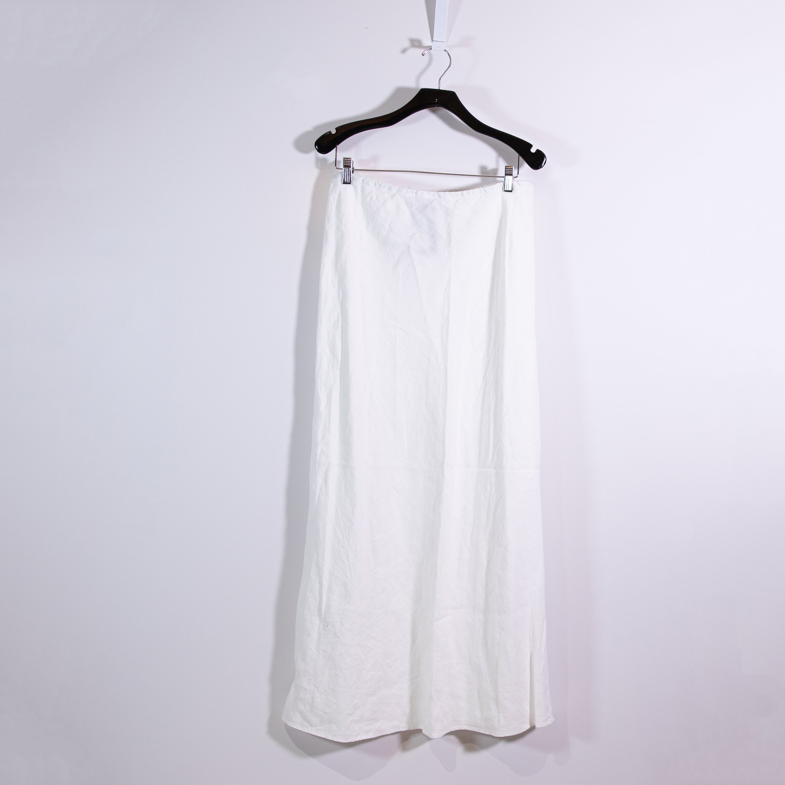 NEW Bryn Walker Linen Woven Lightweight Long Bias Pull On Midi Skirt White Large