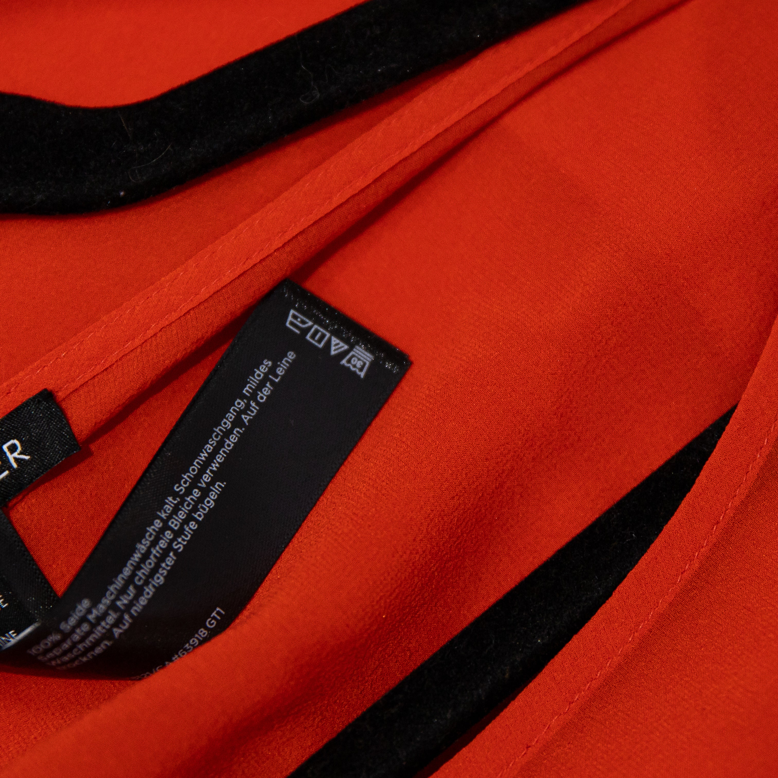 Eileen Fisher Silk Chiffon Scoop Neck Oversized Poncho Box Fit Orange Red Blouse