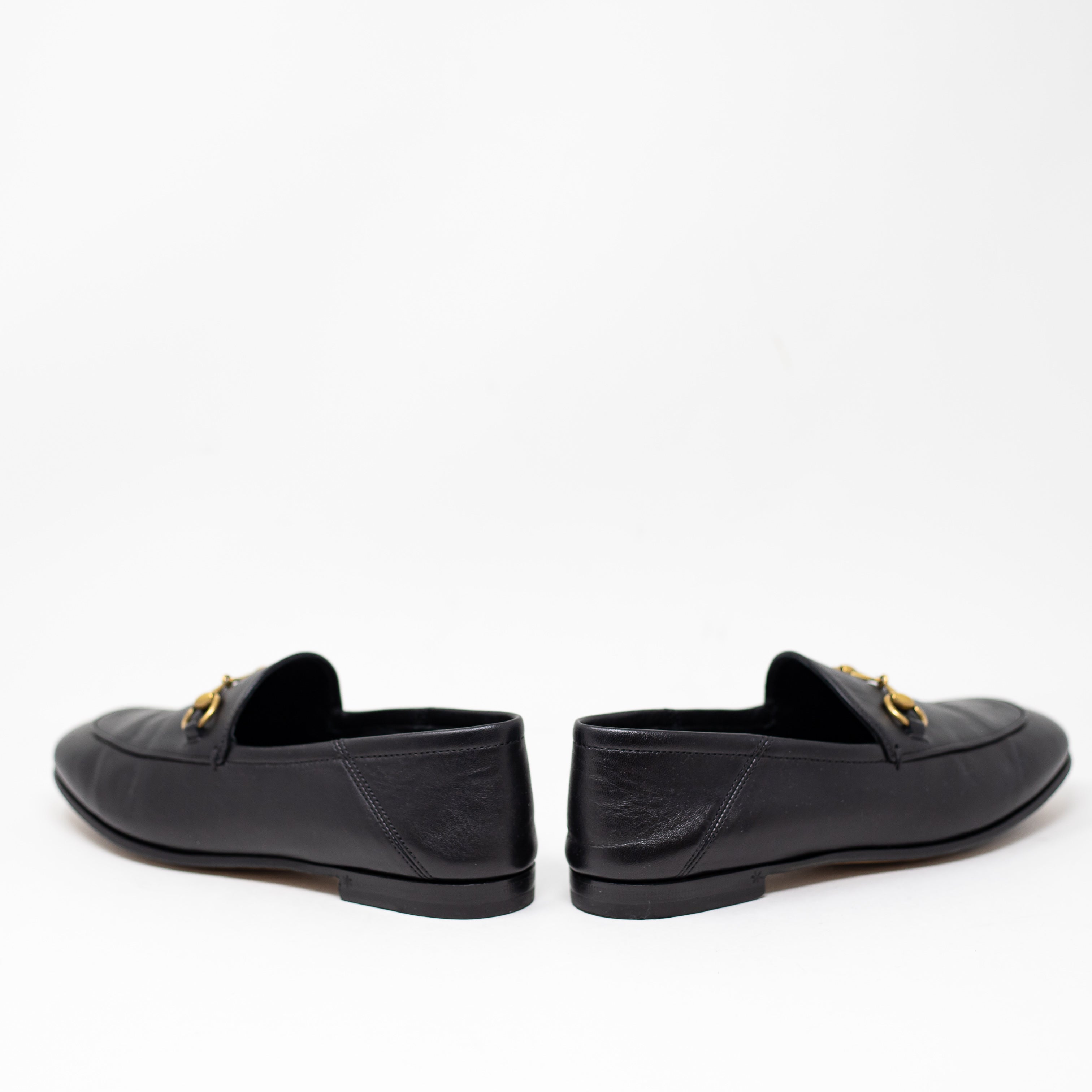 Gucci Women's Genuine Leather Horsebit Buckle Slip On Loafers Shoes Black 5.5