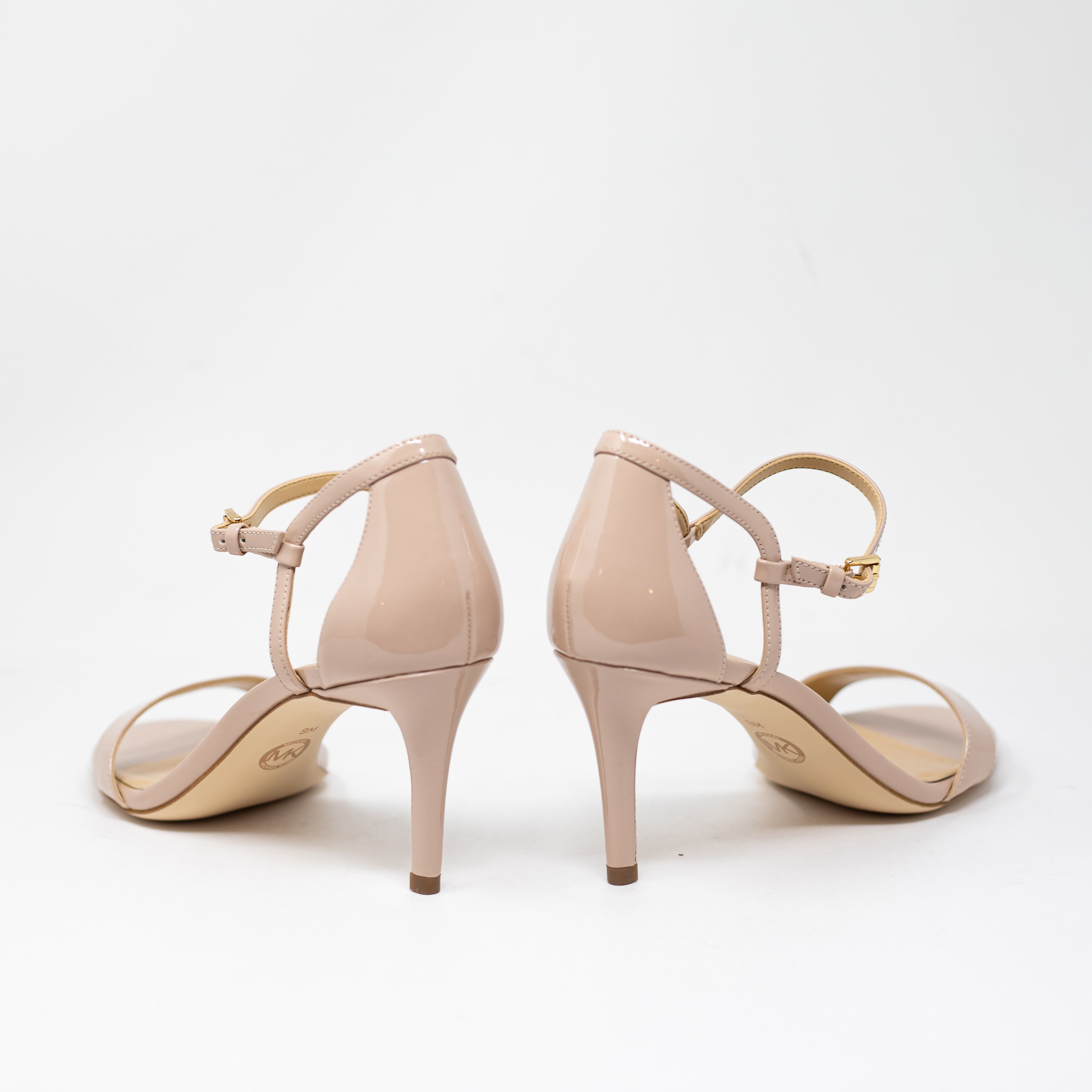 NEW Michael Kors Simone Patent Leather Ankle Strap Sandals High Heels Blush 9