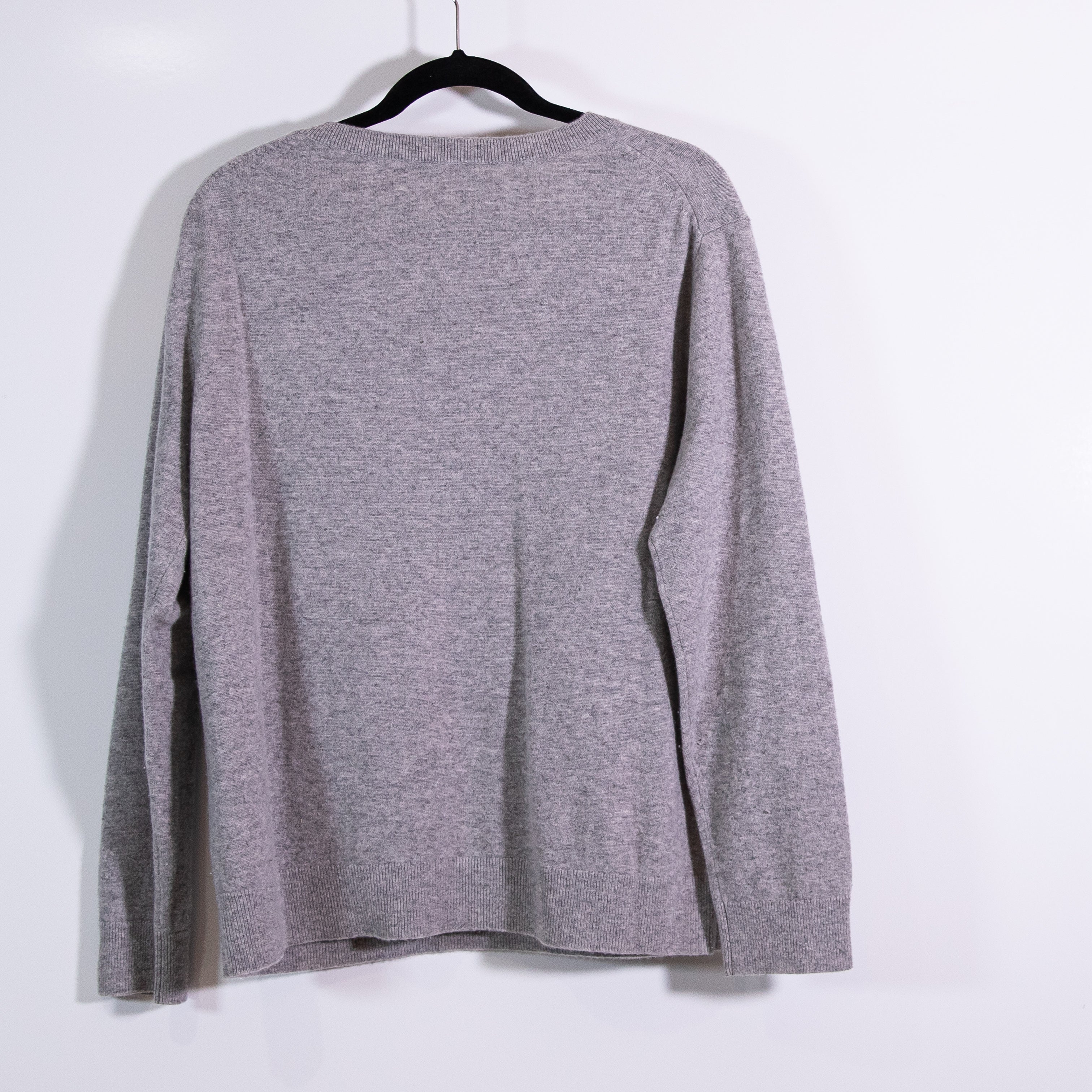 Vince Women's Cashmere Knit V Neck Pullover Weekend Sweater Heather Steel Large