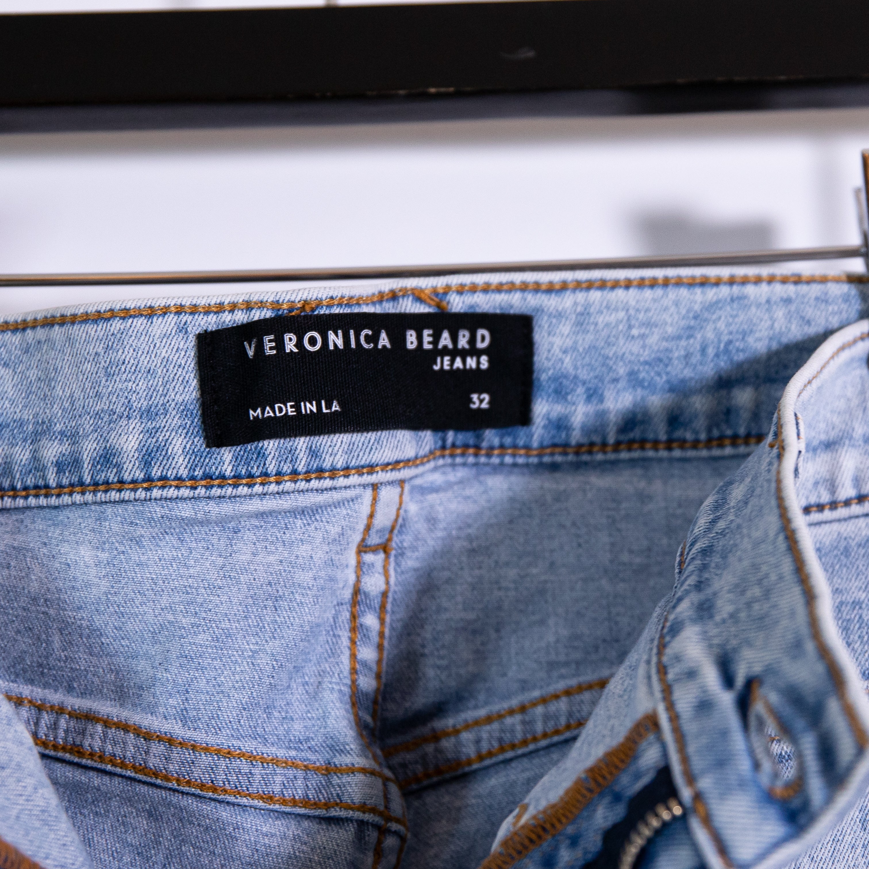 Veronica Beard Florence Cotton High Rise Flare Jeans Denim in Cape Wash Blue 32