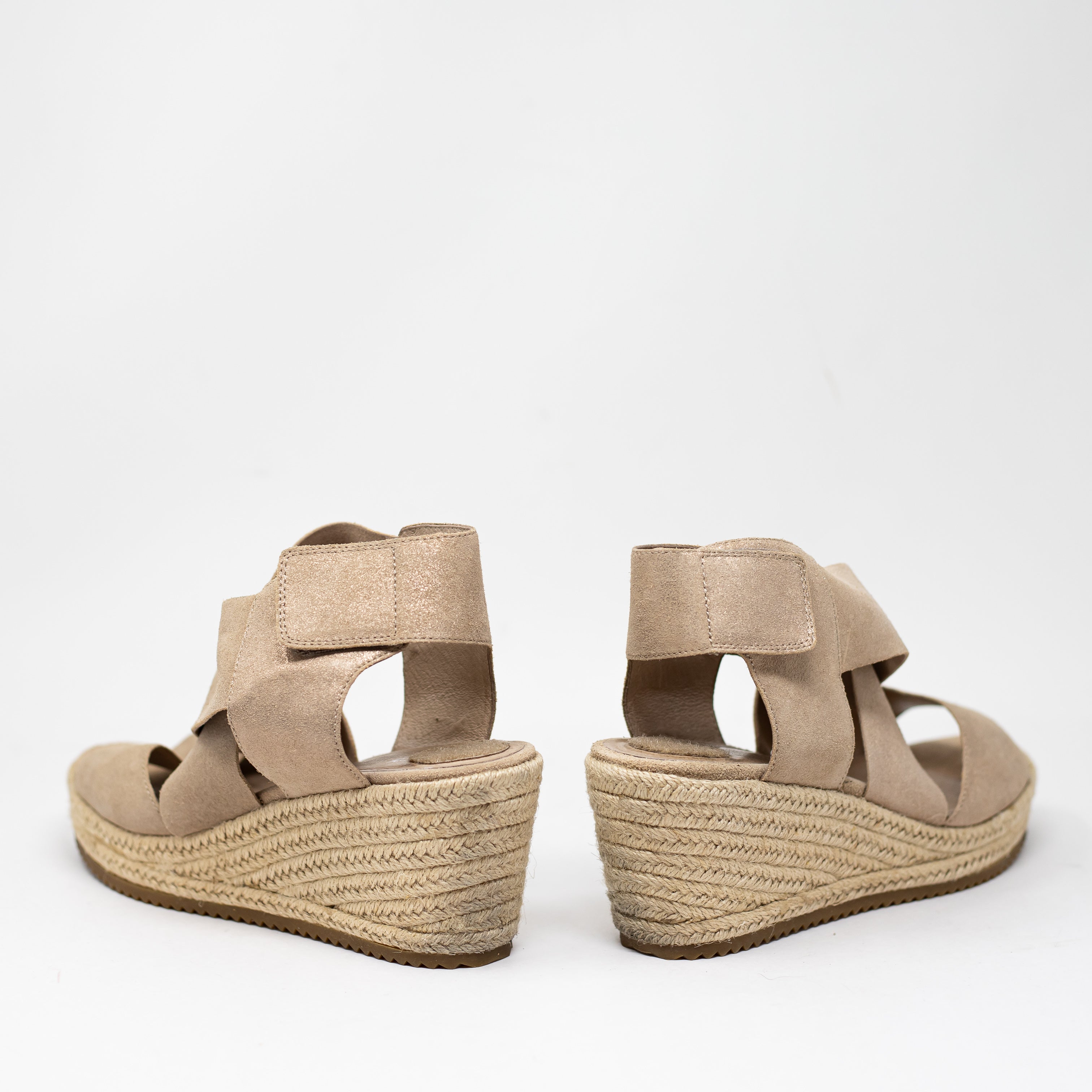 Eileen Fisher Willow Genuine Leather Strappy Espadrille Woven Wedge Sandals Heel