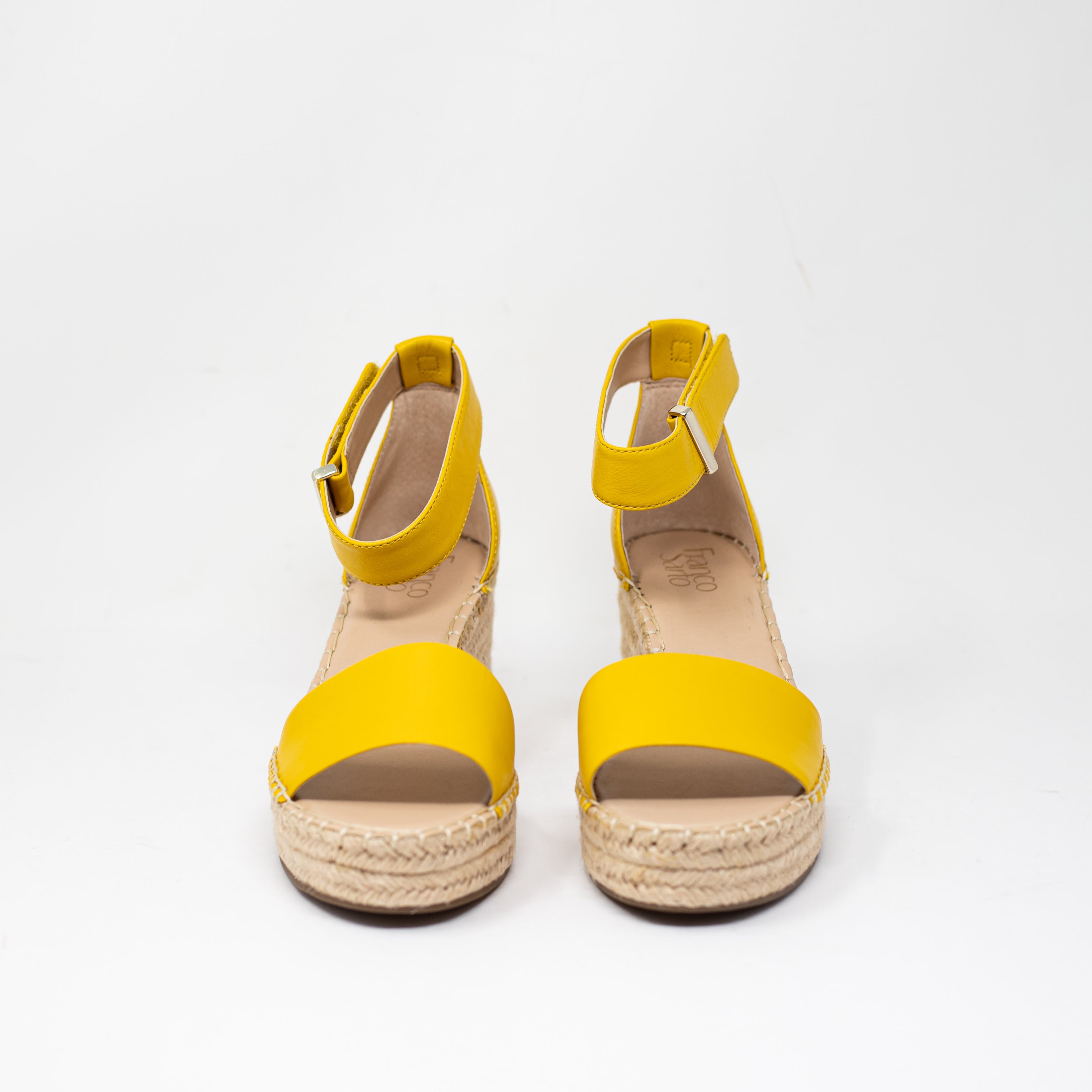 NEW Franco Sarto Clemens Genuine Leather Raffia Espadrille Wedge Heel Sandals 9