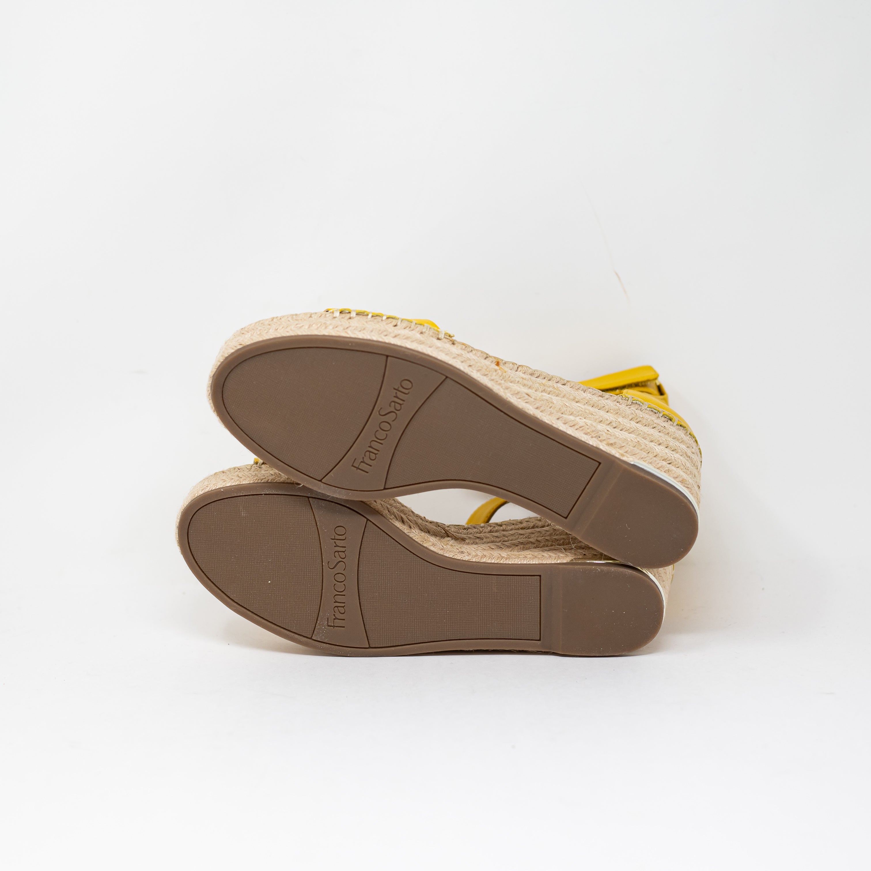 NEW Franco Sarto Clemens Genuine Leather Raffia Espadrille Wedge Heel Sandals 9