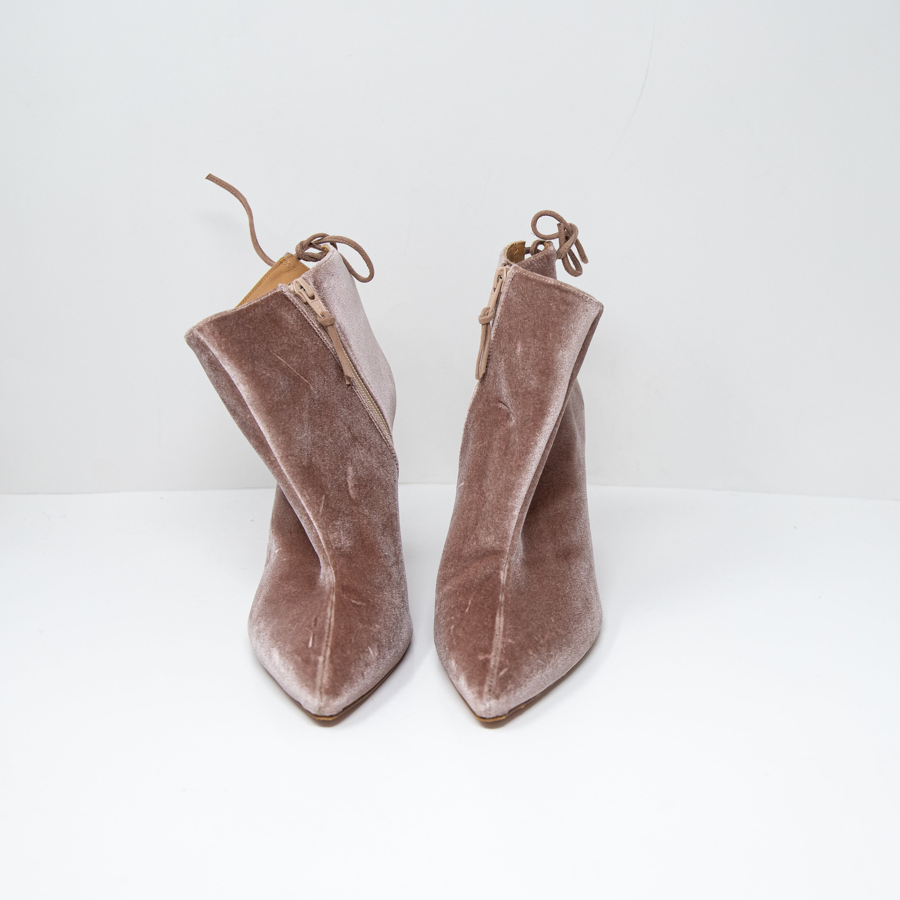 Stuart Weitzman Pane Velvet Velour Ankle High Heel Booties Shoes Pink 10.5