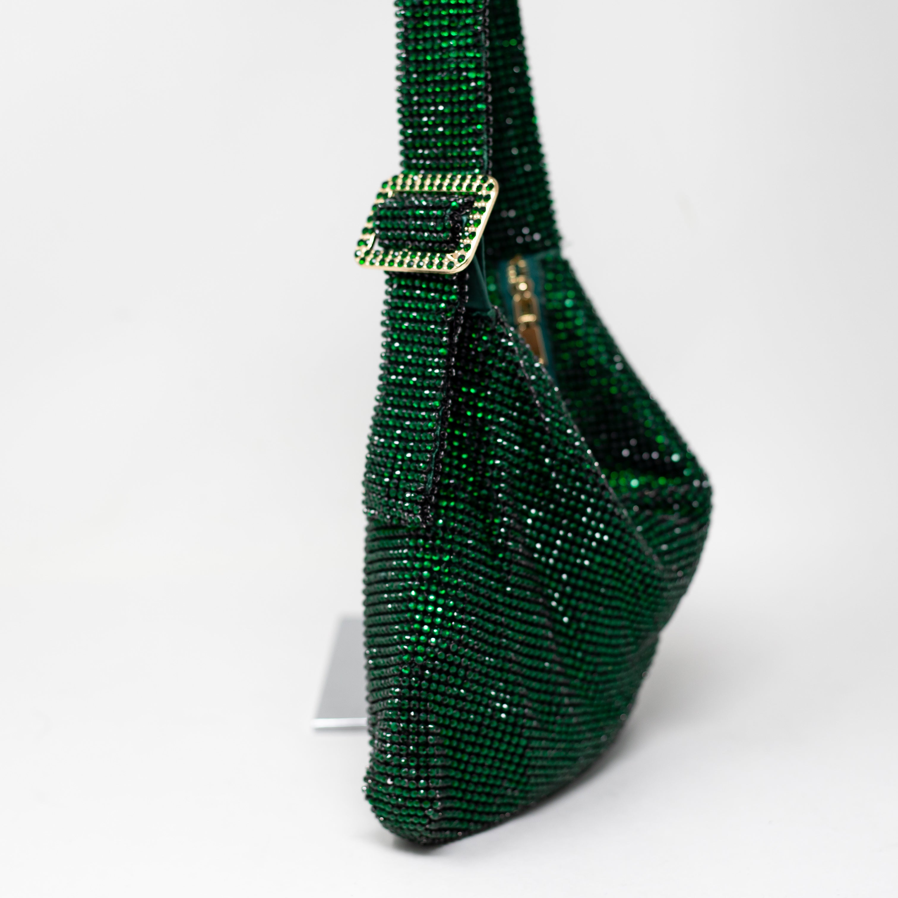INC Crystal Jewel Rhinestone Embellished Shoulder Purse Emerald Green
