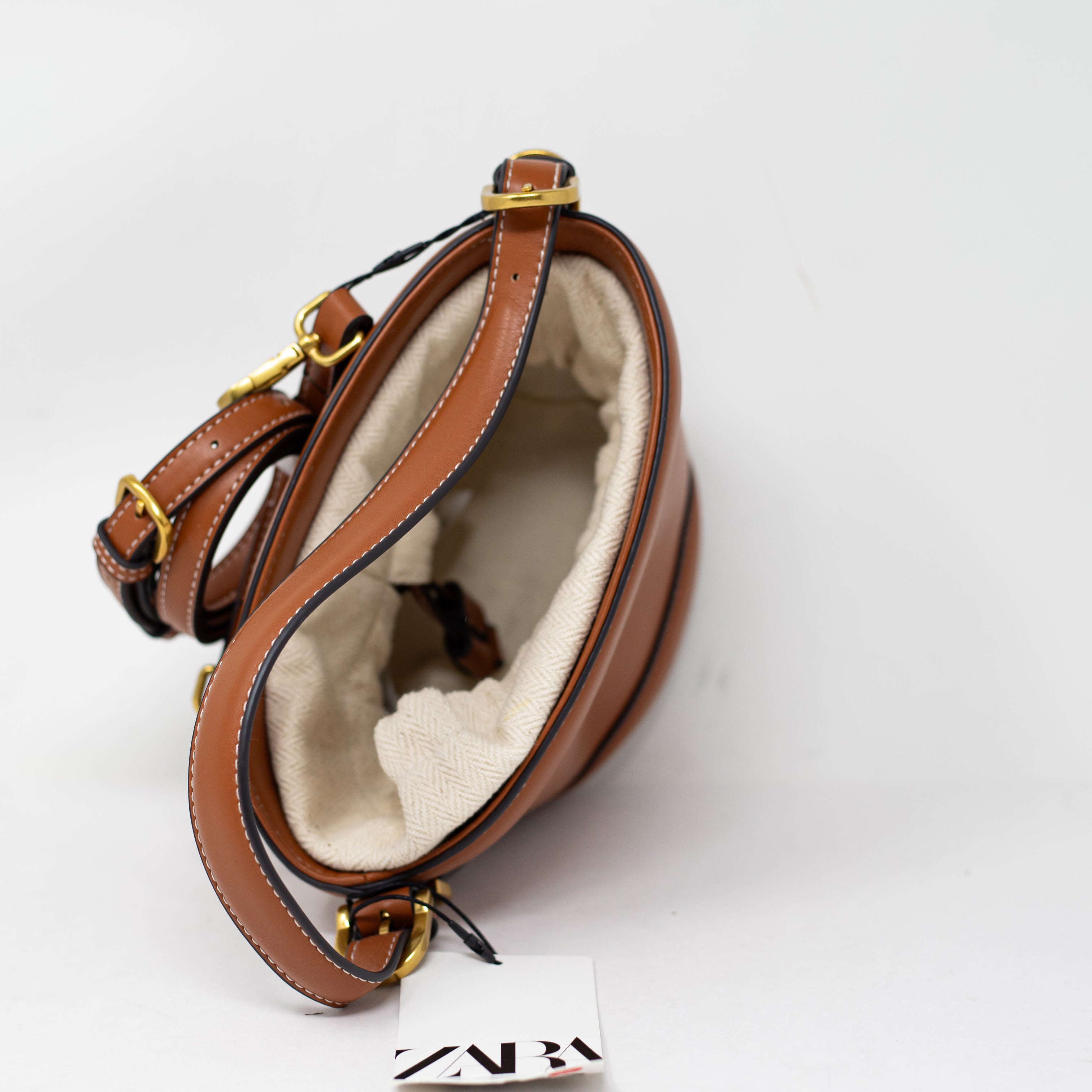 NEW Zara Faux Vegan Leather Convertible Top Handle Crossbody Bucket Purse Bag