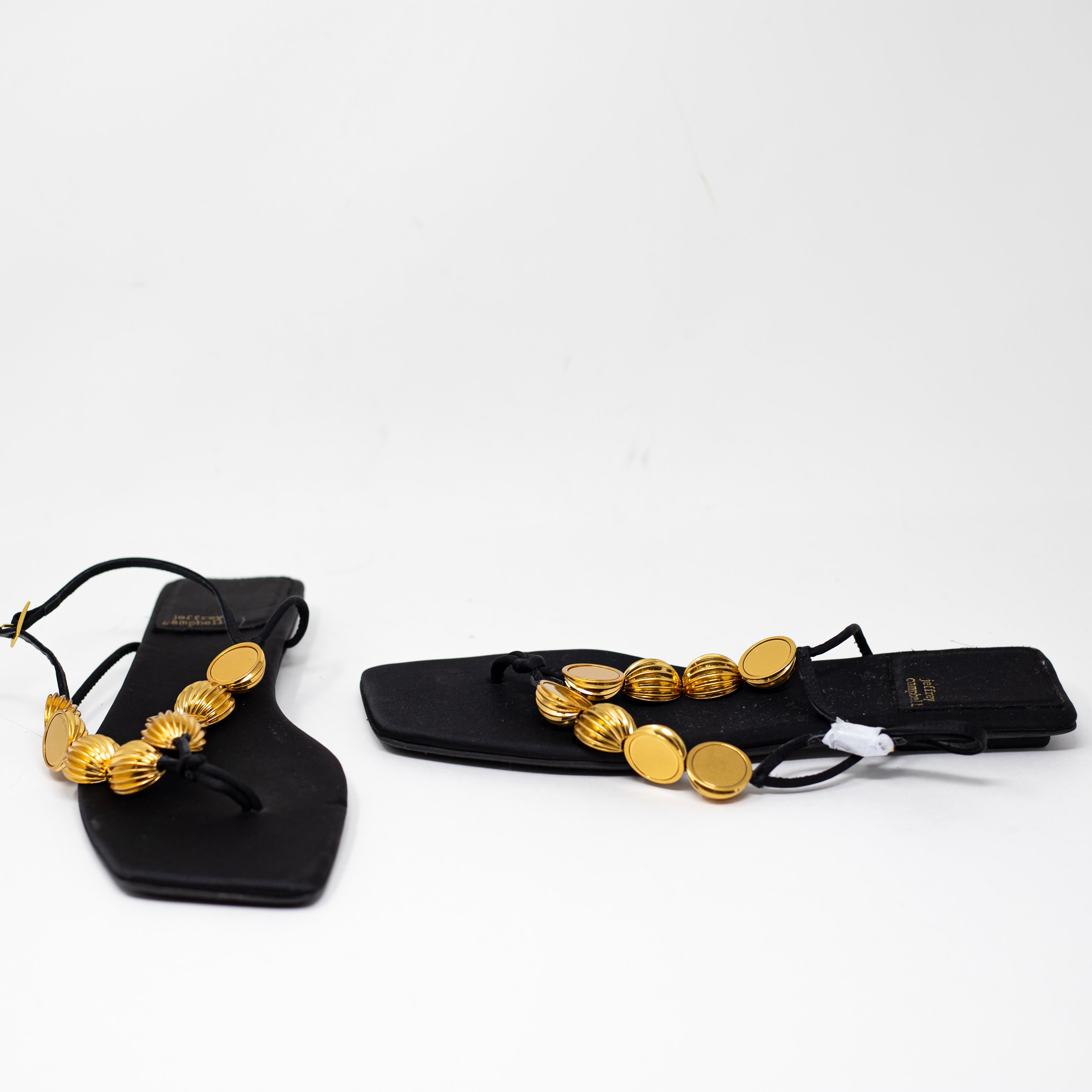 NEW Jeffrey Campbell Yucatan Metal Geometric Beading Strappy Flat Sandals Shoes