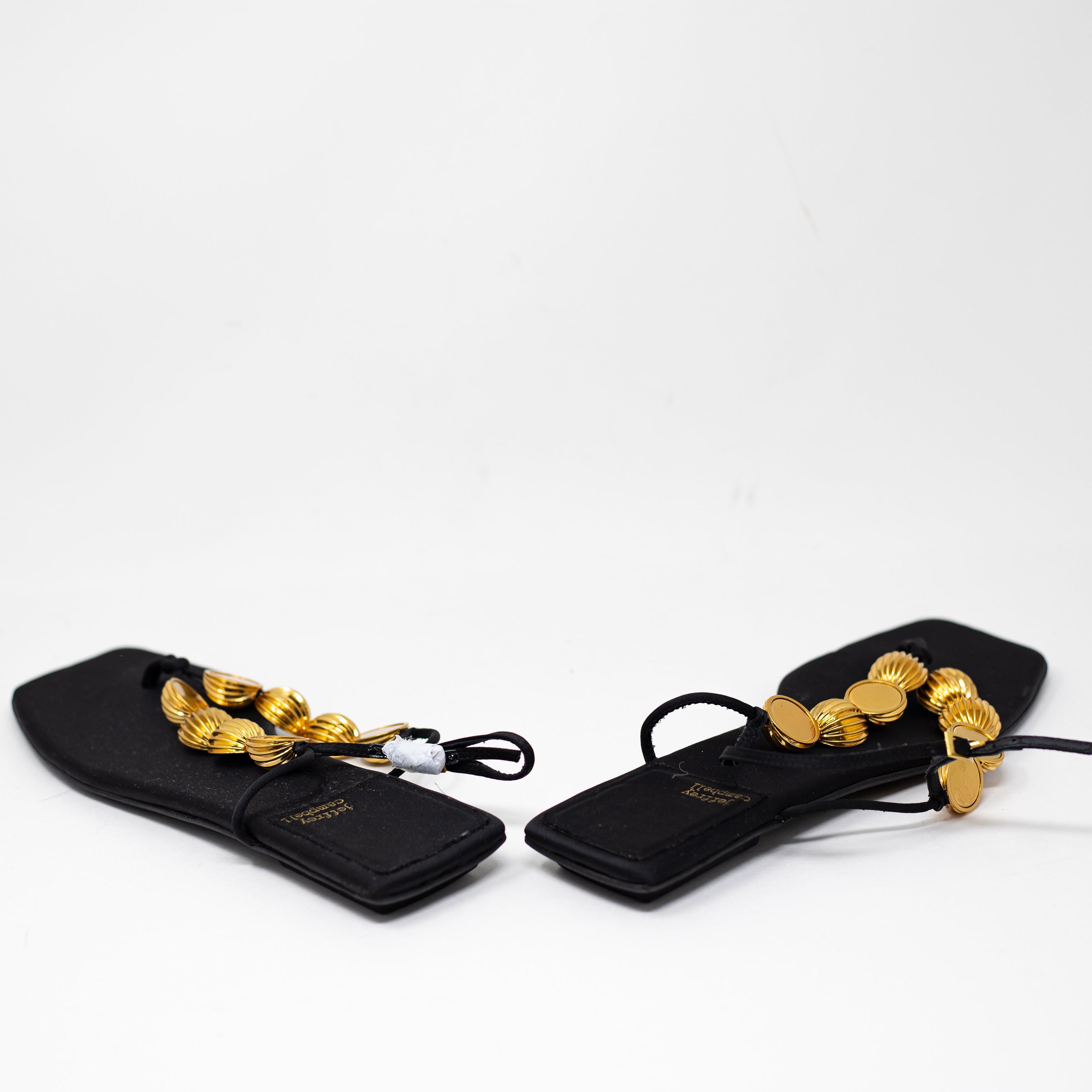NEW Jeffrey Campbell Yucatan Metal Geometric Beading Strappy Flat Sandals Shoes